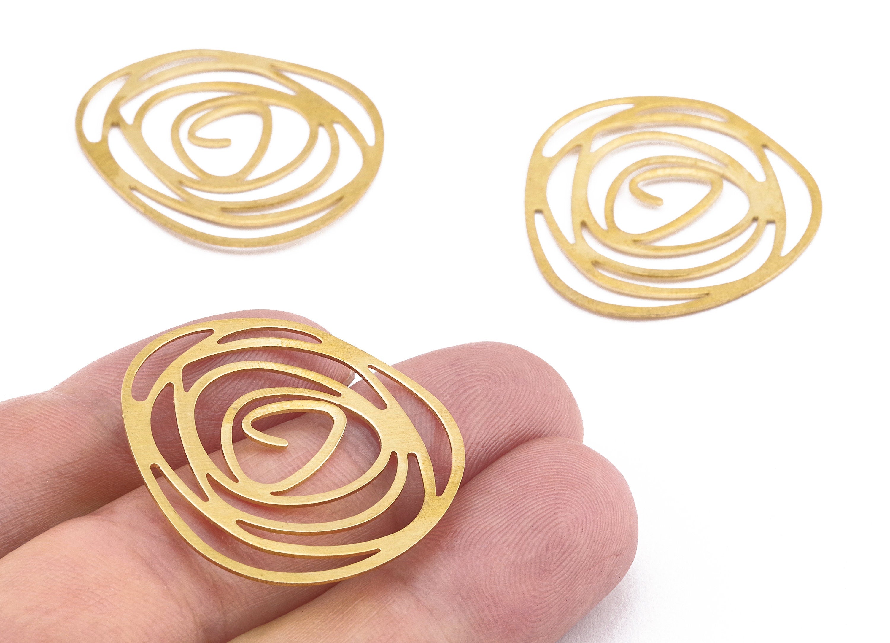 Brass Oval Charms - Raw Brass Oval Earrings and Pendant - Earring Findings - Jewelry Supplies - 32.09x32.09x0.49mm - PP2250 - DOMEDBAZAAR