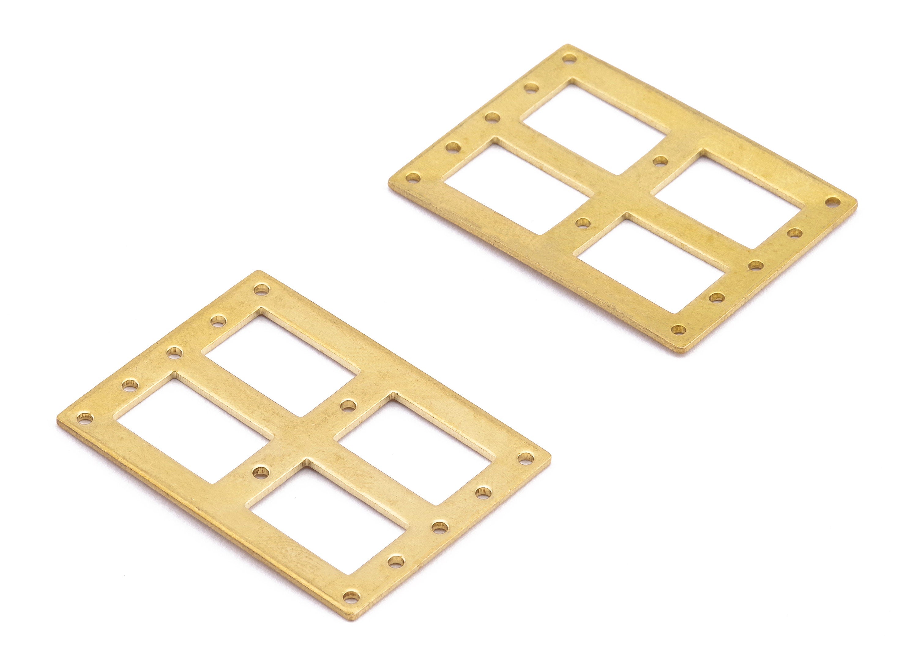 Brass Rectangle Connectors - Raw Brass Rectangle Connectors - 12 Holes - Earring Connectors - Jewelry Connectors - 37.6x28.13x1mm - PP2202 - DOMEDBAZAAR