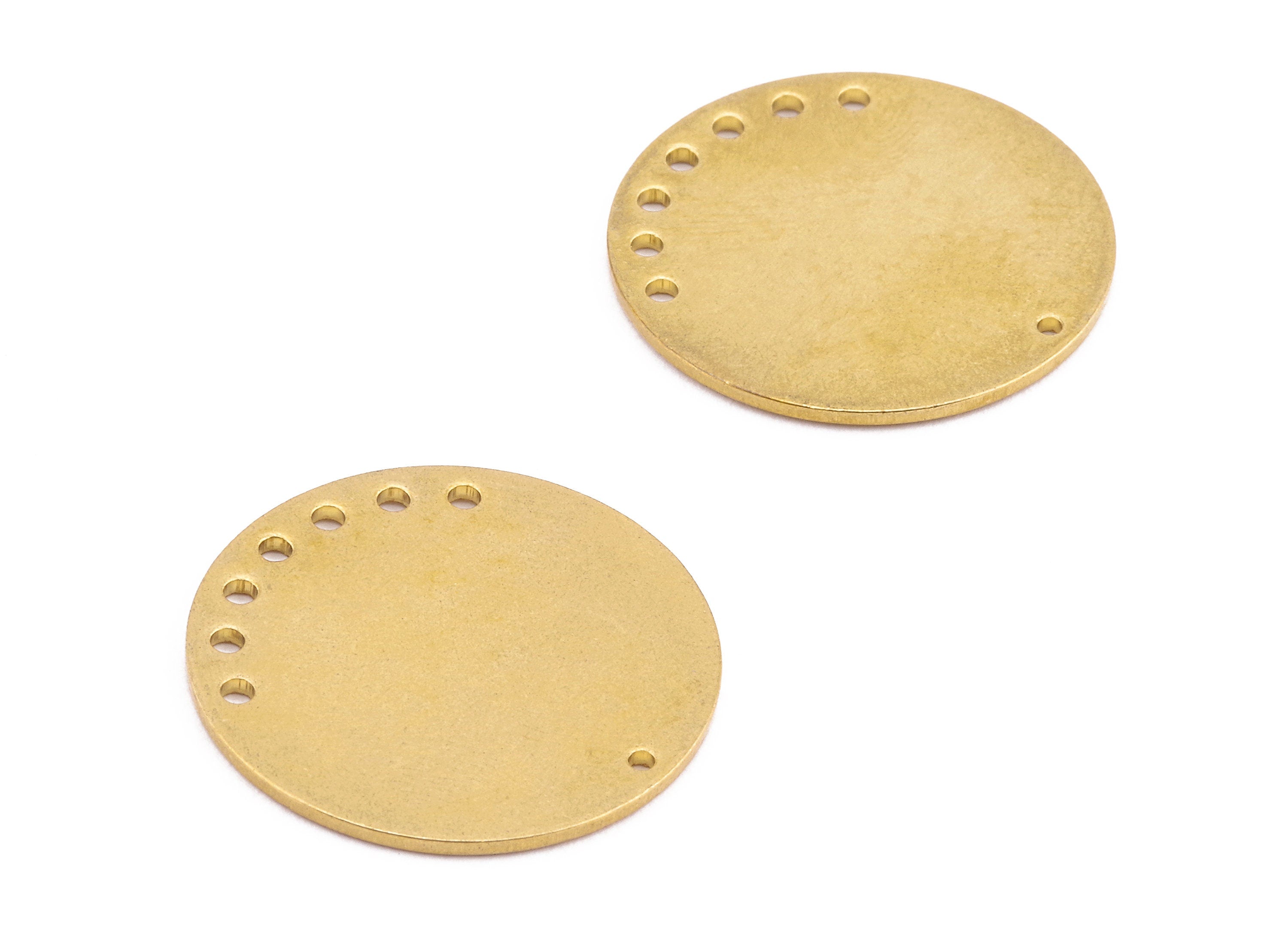 Personalized stamping blank - Brass Round Connector - Raw Brass Round Connectors With 8 Holes - 23.03x23.03x0.96mm - PP2204 - DOMEDBAZAAR