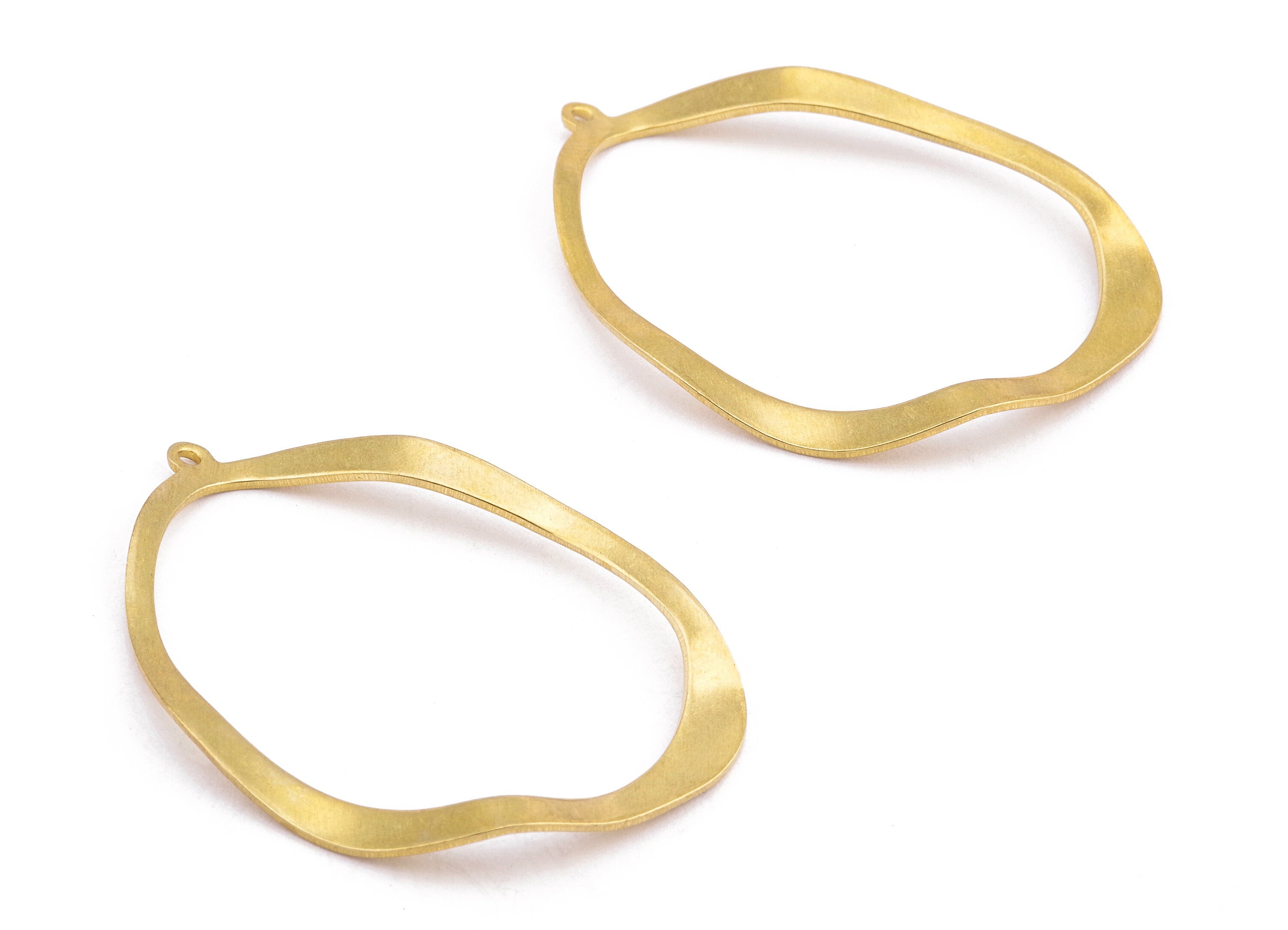 Brass Drop Charms - Raw Brass Wave Drop Earrings and Pendant - Earring Findings - Jewelry Supplies - 38.38x27.75x0.86mm - PP2200 - DOMEDBAZAAR