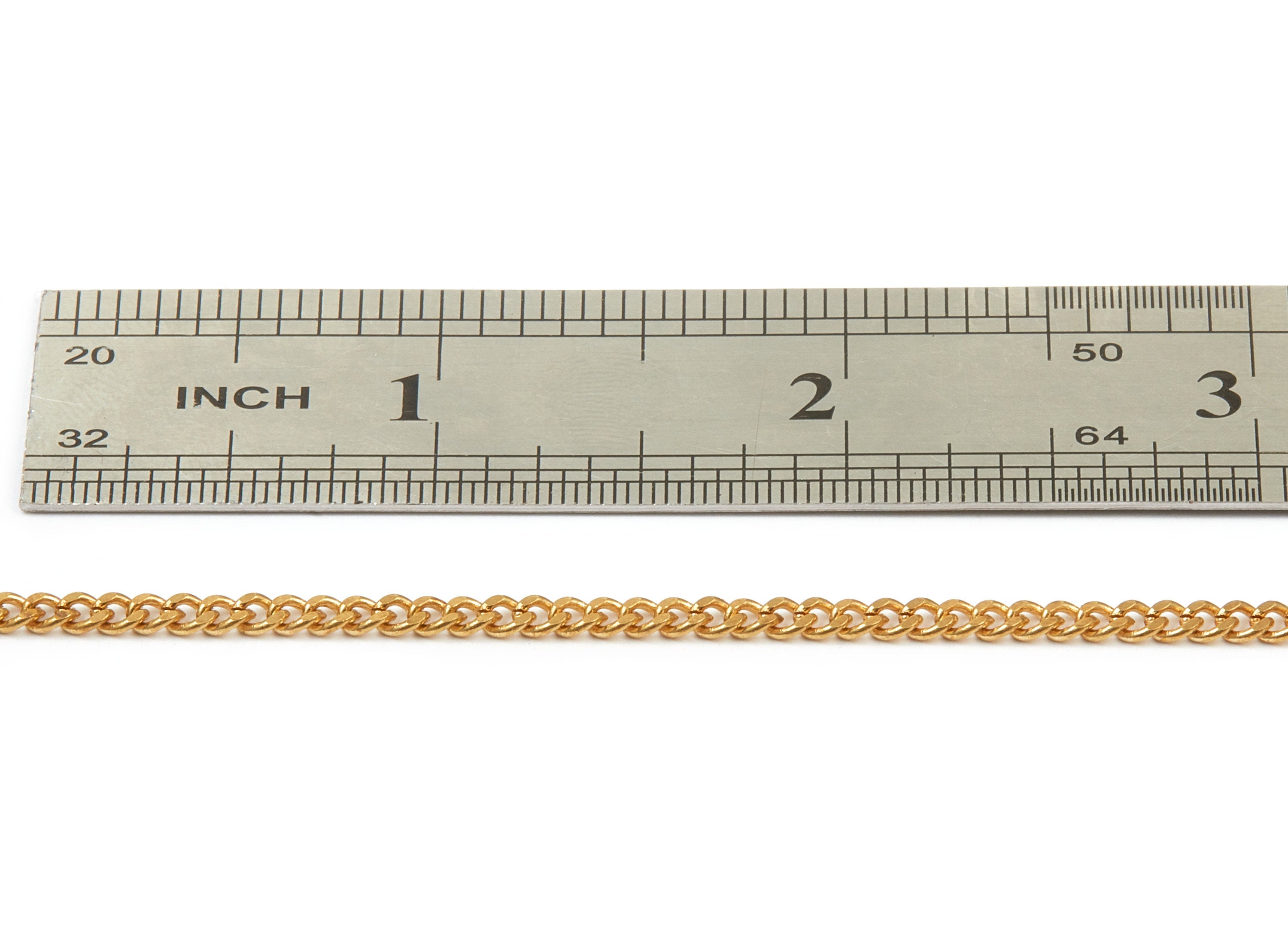 Faceted Curb Chain - Raw Brass Tiny Curb Chain - Open Link Chain - 0.14" x 0.11" x 0.03"- CC1130 - DOMEDBAZAAR