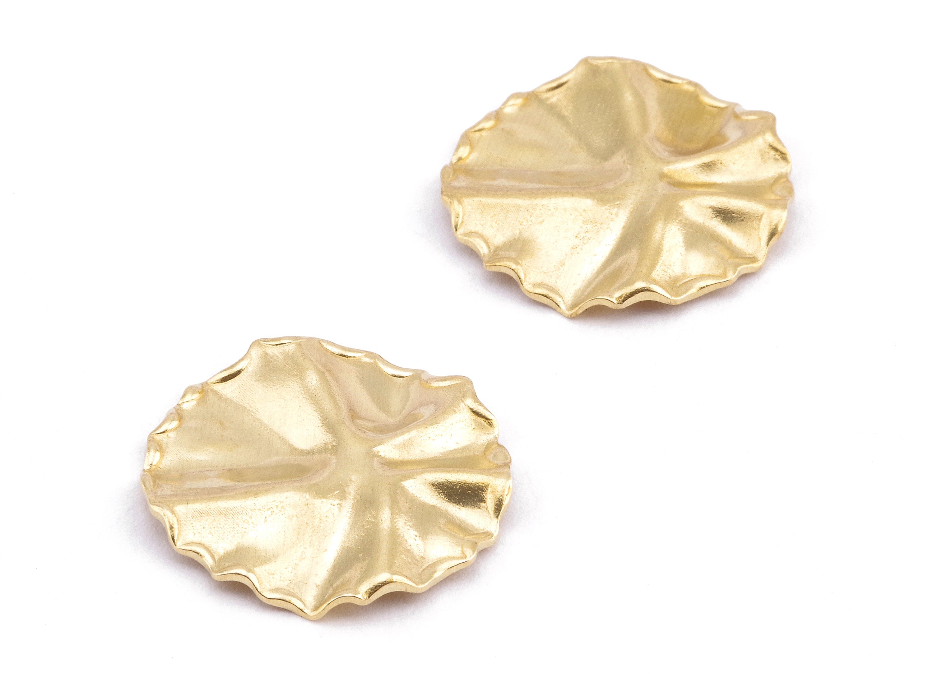 Brass Round Charms - Raw Brass Wavy Round Earrings and Pendant - Earring Findings - Jewelry Supplies - 22.54x22.54x0.75mm - PP2198 - DOMEDBAZAAR