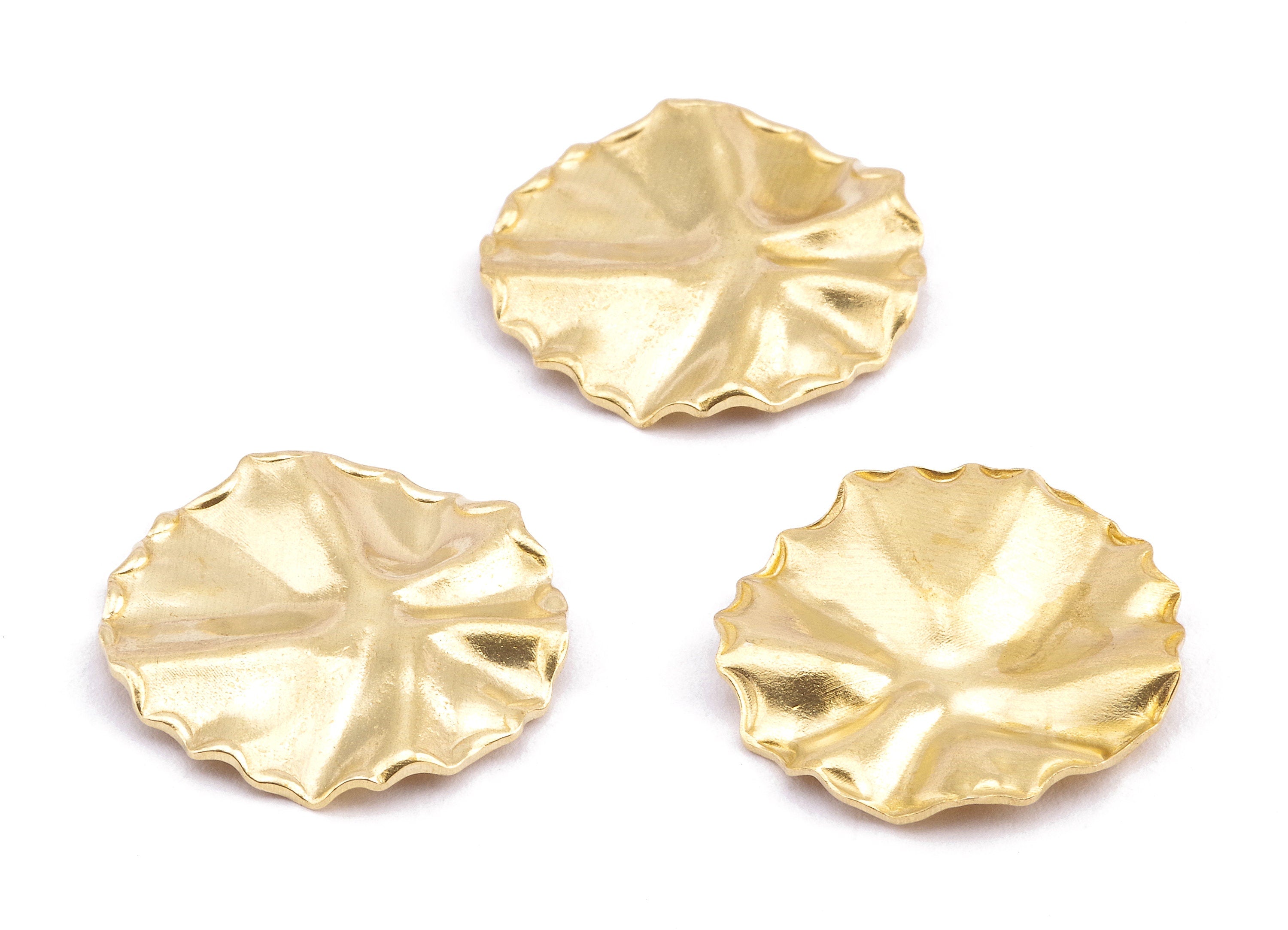 Brass Round Charms - Raw Brass Wavy Round Earrings and Pendant - Earring Findings - Jewelry Supplies - 22.54x22.54x0.75mm - PP2198 - DOMEDBAZAAR