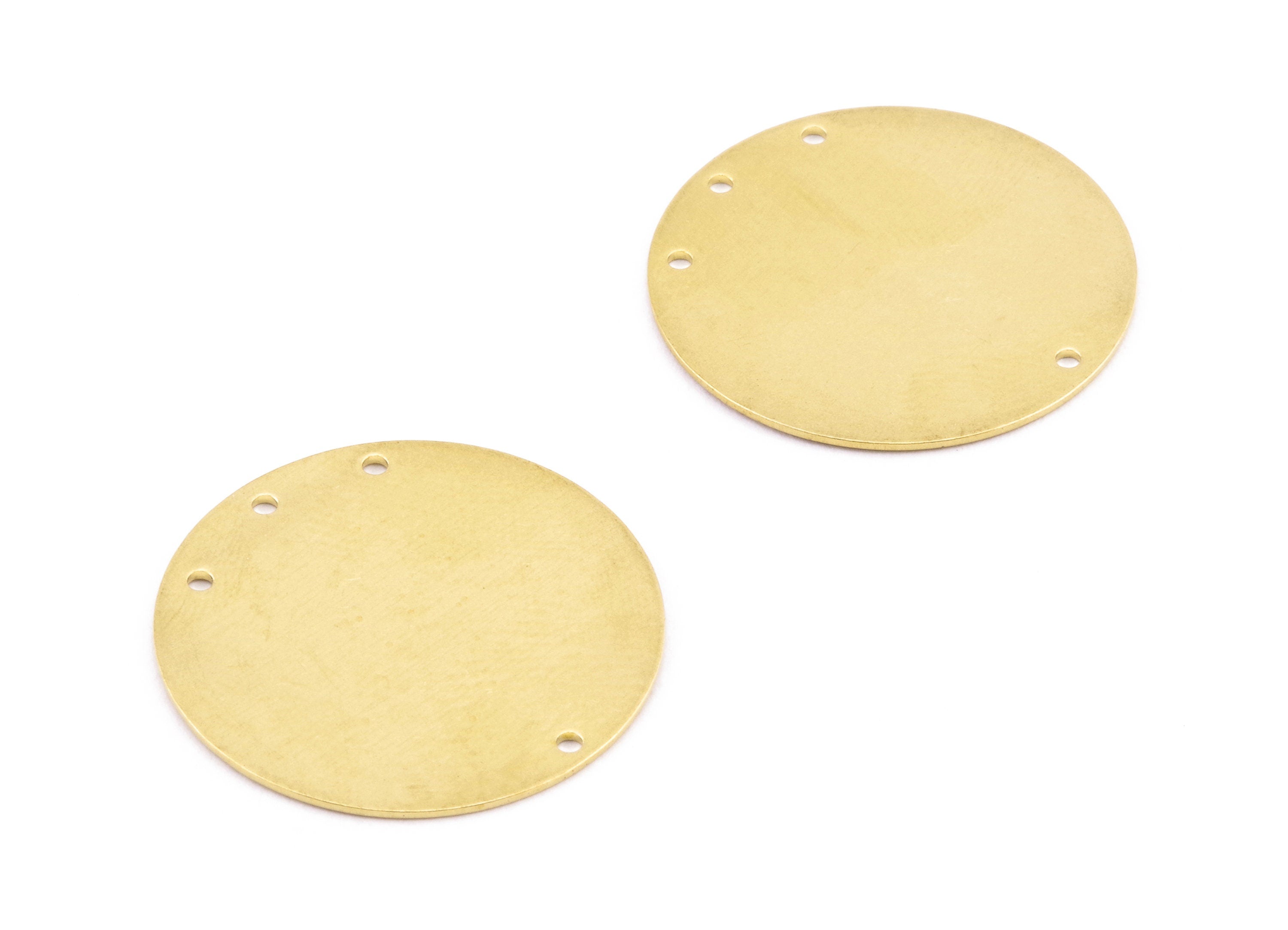 Personalized stamping blank - Brass Round Connector - Raw Brass Round Connectors With 4 Holes - Jewelry Supplies - 23x23x0.55mm - PP2206 - DOMEDBAZAAR