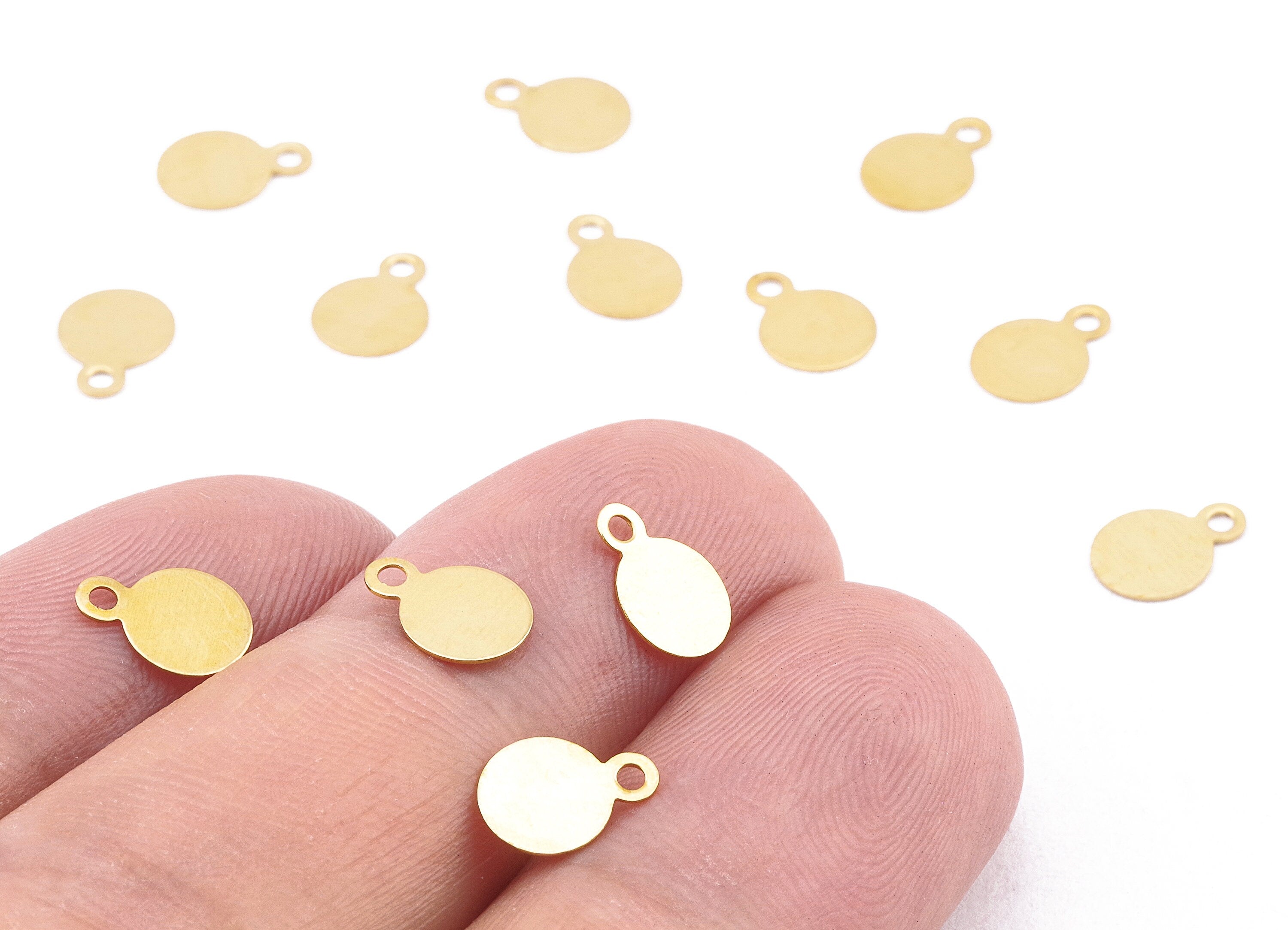 Brass Round Charms - Brass Stamping Tag - Brass Round Stamping Tag - Earring Findings - Jewelry Tag - 8.23x5.86x0.27mm - PP2209 - DOMEDBAZAAR