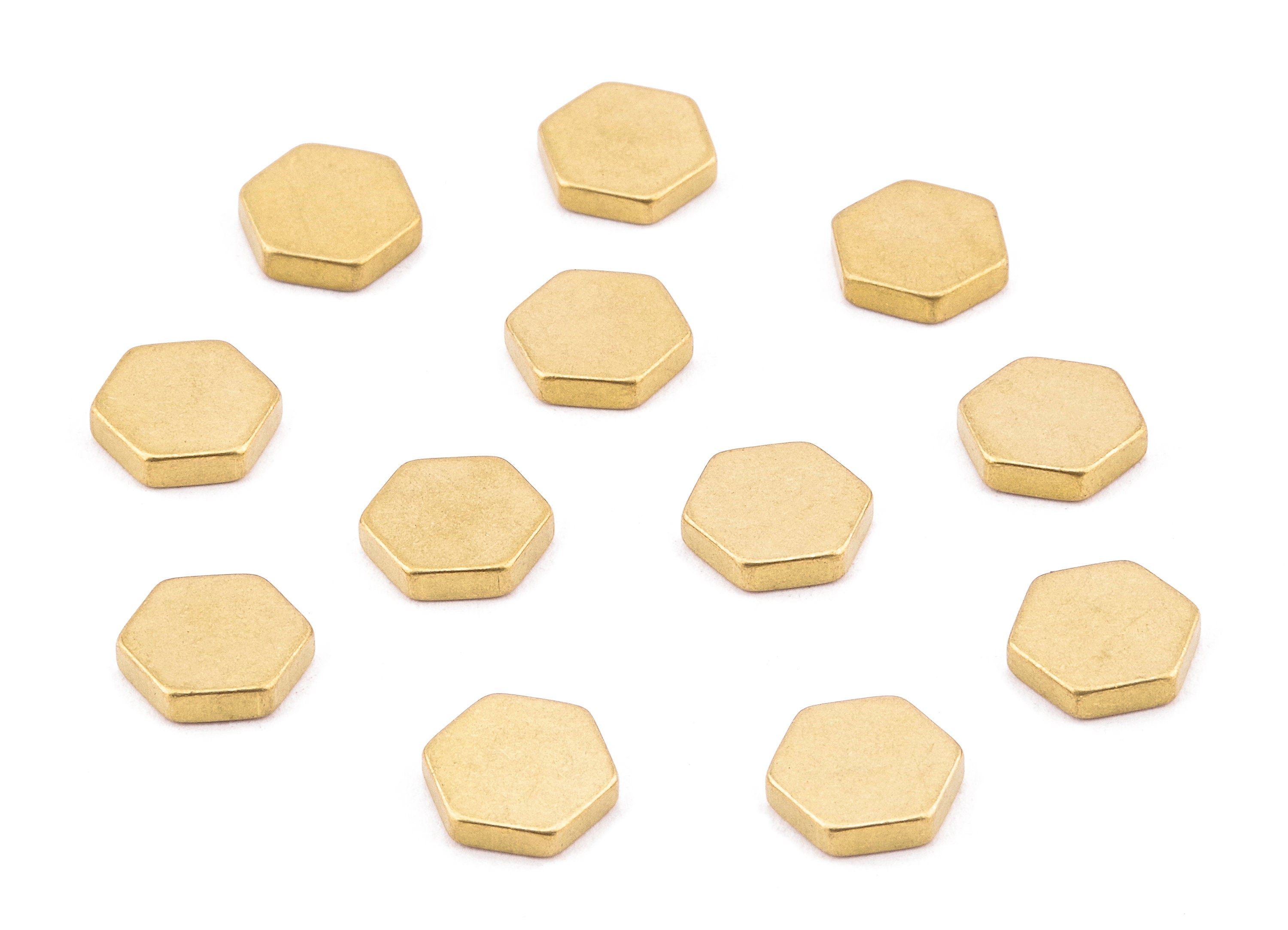 Brass Hexagon Blank - Raw Brass Hexagon Stamping Blank Earring and pendant - Jewelry Supplies - 9x7.99x1.87mm - PP2224 - DOMEDBAZAAR