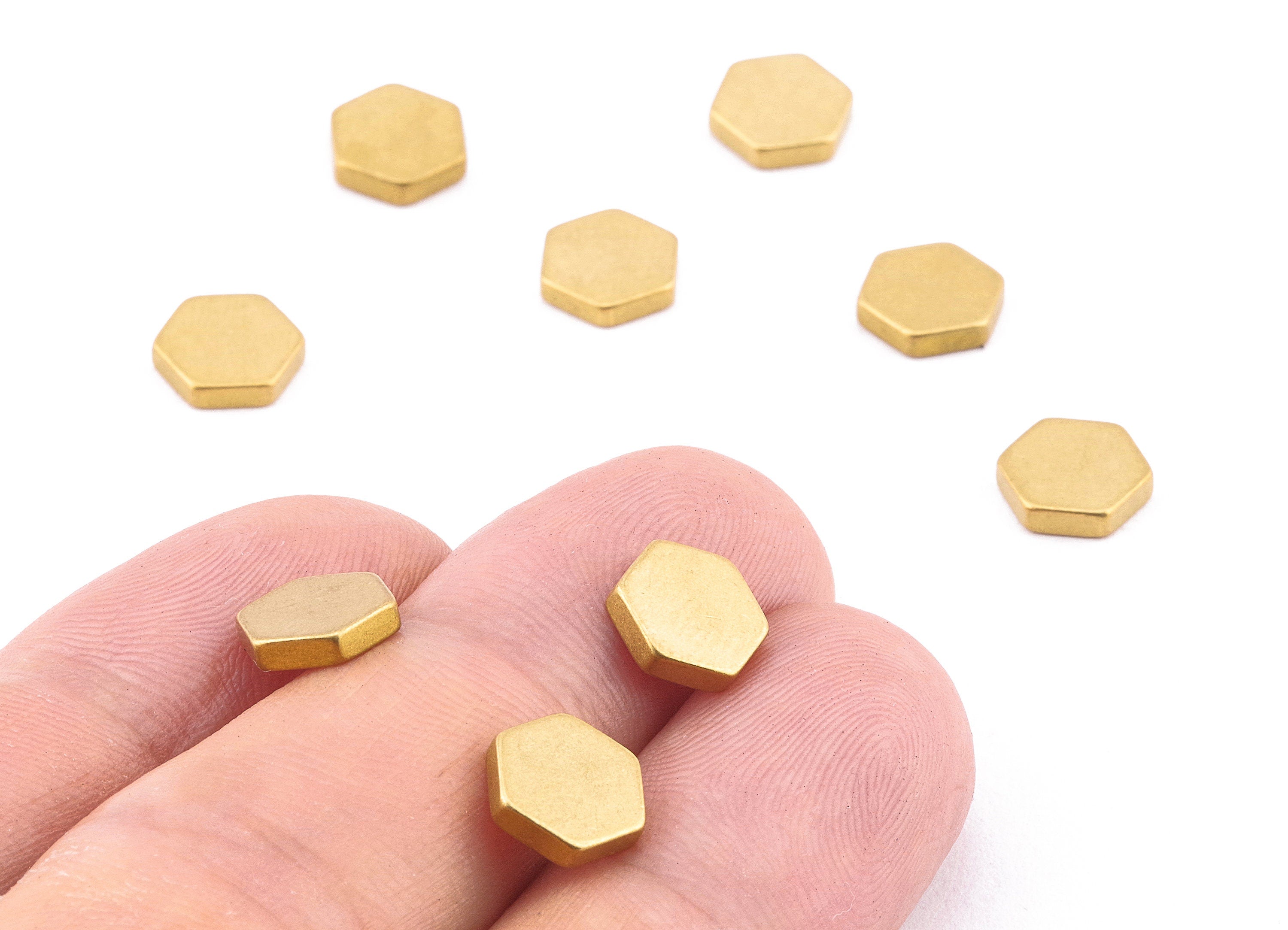 Brass Hexagon Blank - Raw Brass Hexagon Stamping Blank Earring and pendant - Jewelry Supplies - 9x7.99x1.87mm - PP2224 - DOMEDBAZAAR