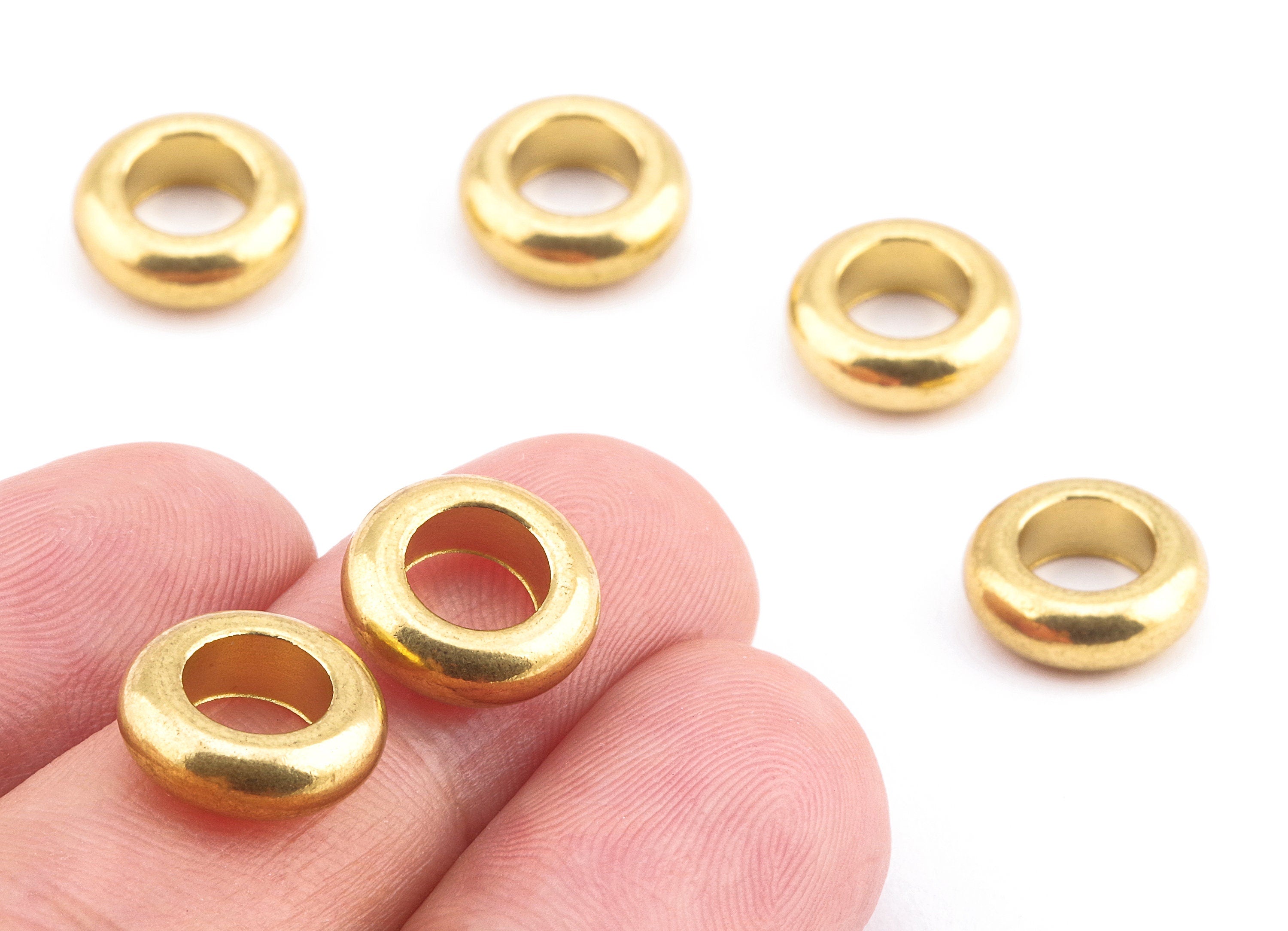 Brass Round Beads - Raw Brass Circle Beads - Earring Findings - Jewelry Supplies - 11.86x4.03x3.06mm - PP2269 - DOMEDBAZAAR
