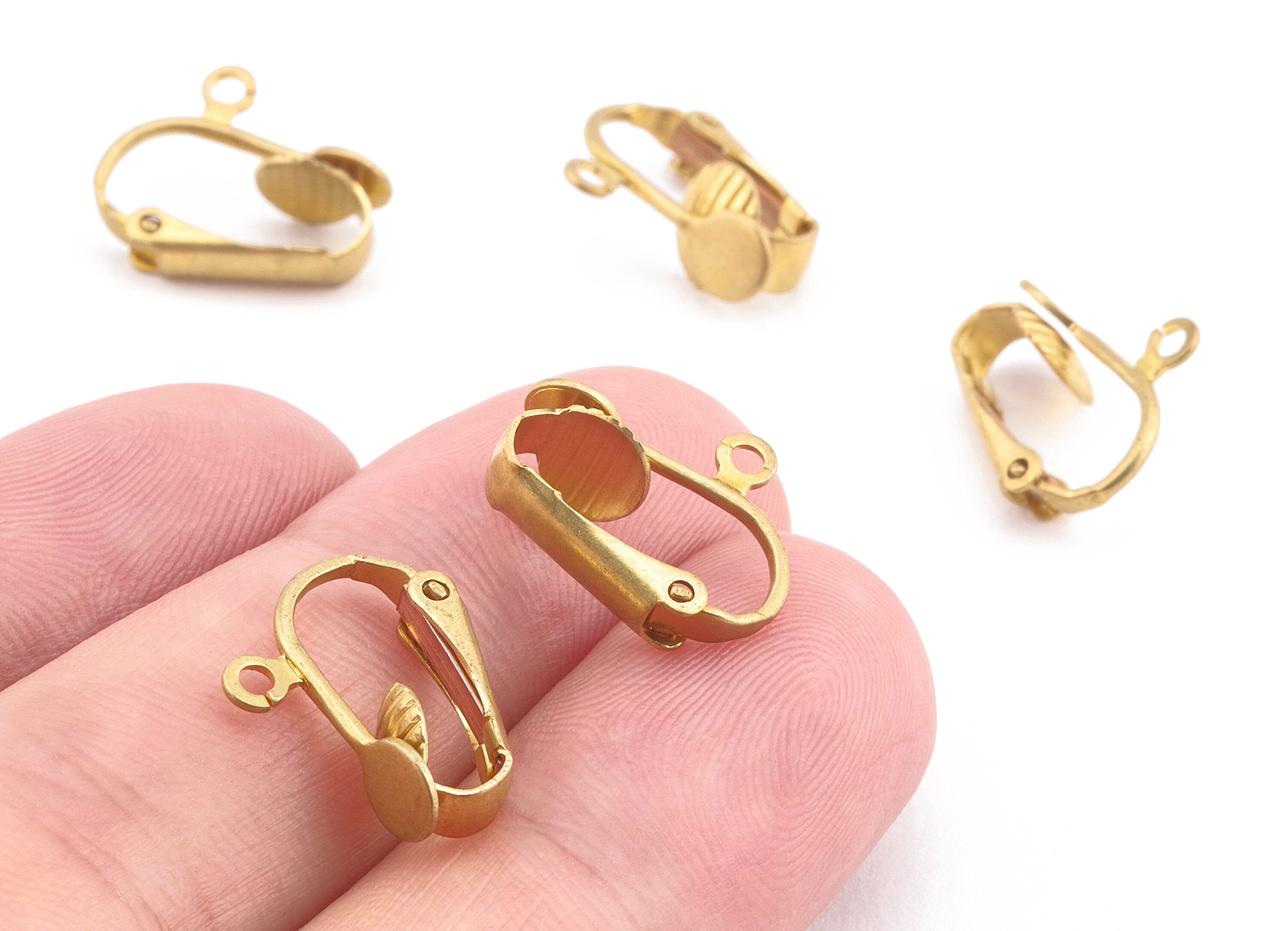 Brass Earring Clips - Raw Brass Screw Back Clips Earrings - Screwback Clip on Earrings - Jewelry Supplies - 15.28x12.78mm - PP2256 - DOMEDBAZAAR