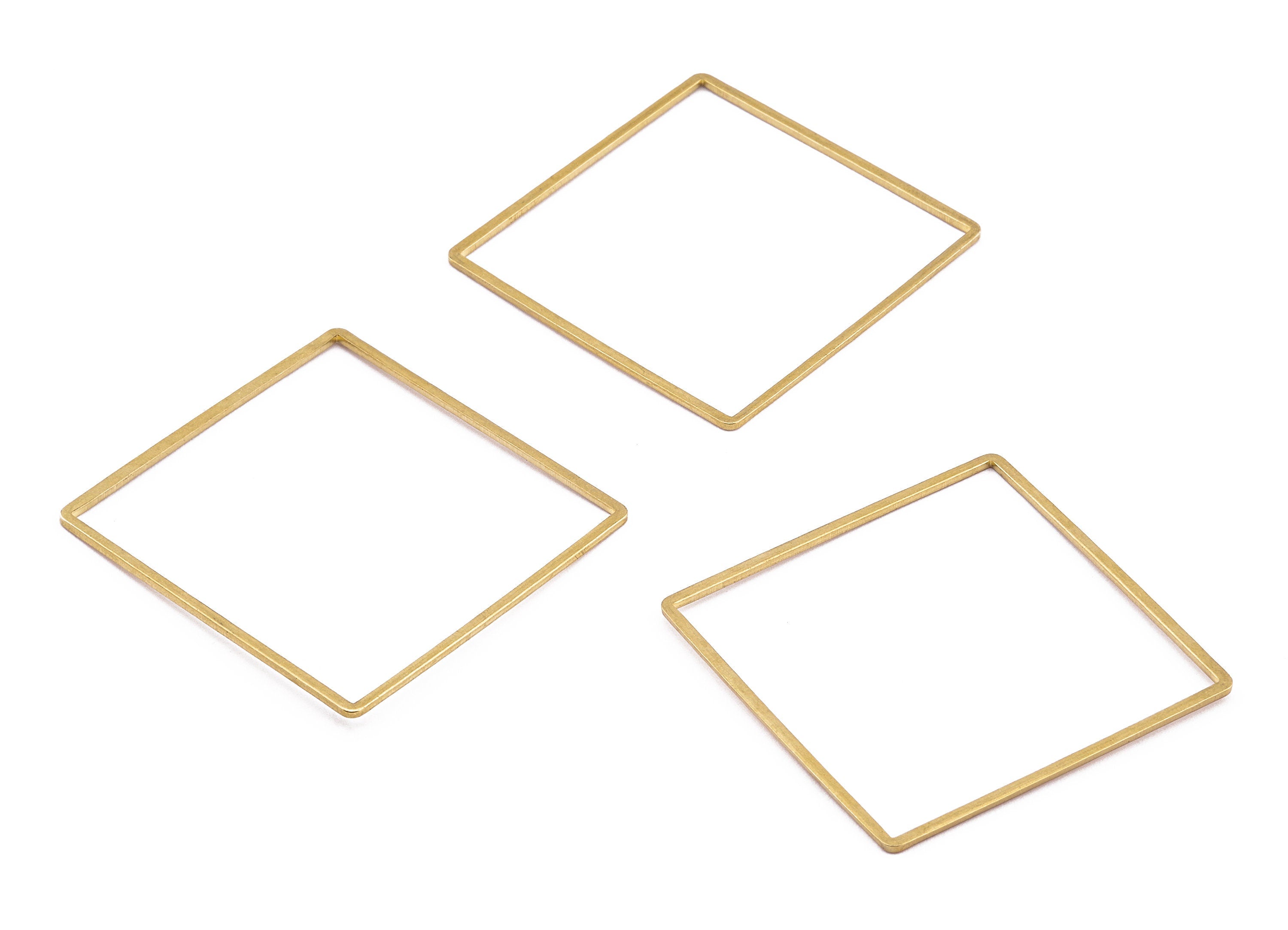 Brass Square Charms - Square Shpaed Raw Brass Connector - Geometric Charms - Jewelry Supplies - 42x1mm - PP1156 - DOMEDBAZAAR