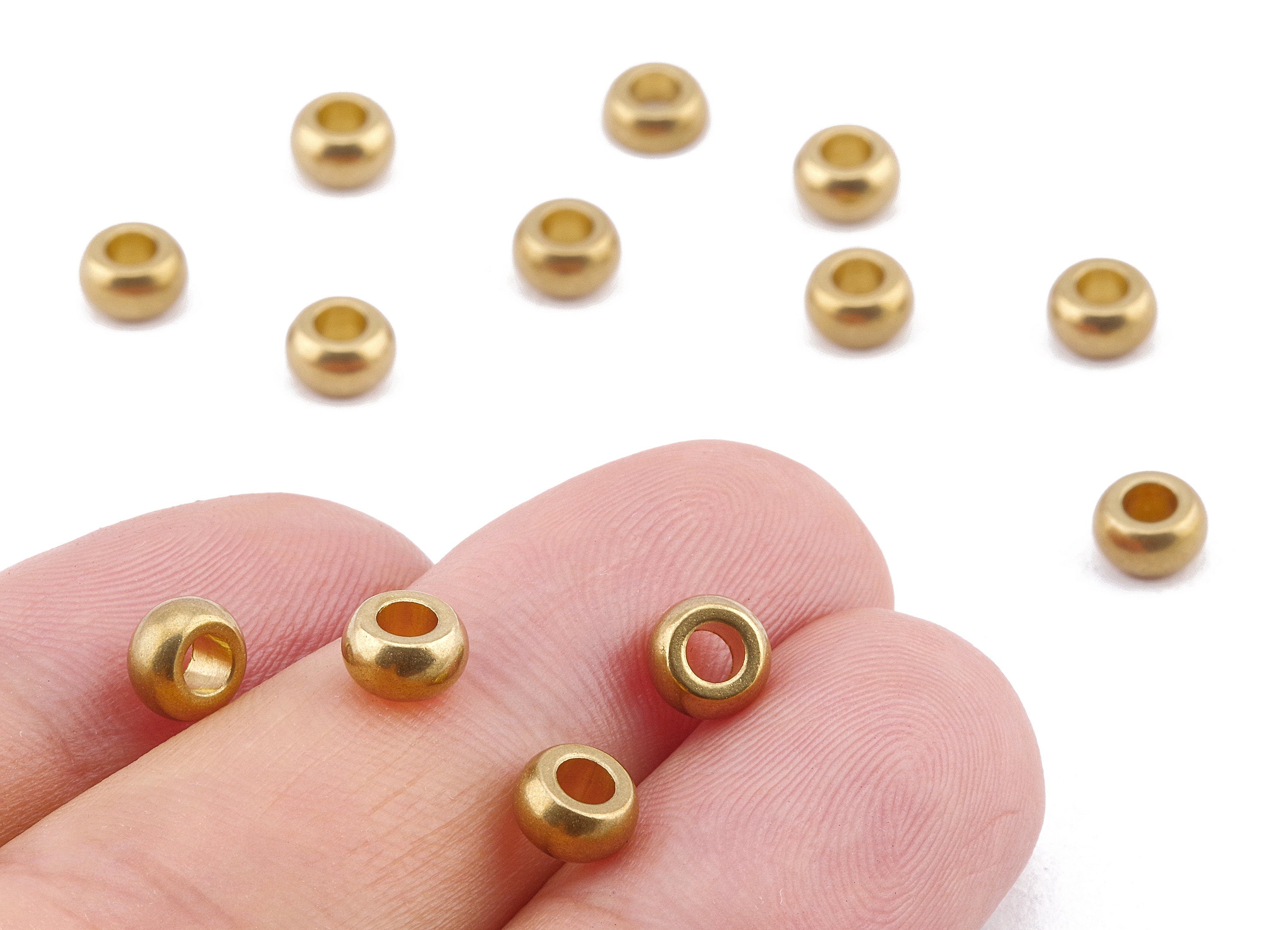 Brass Round Beads - Raw Brass Circle Beads - Earring Findings - Jewelry Supplies - 5.85x3.24x1.75mm - PP2260 - DOMEDBAZAAR