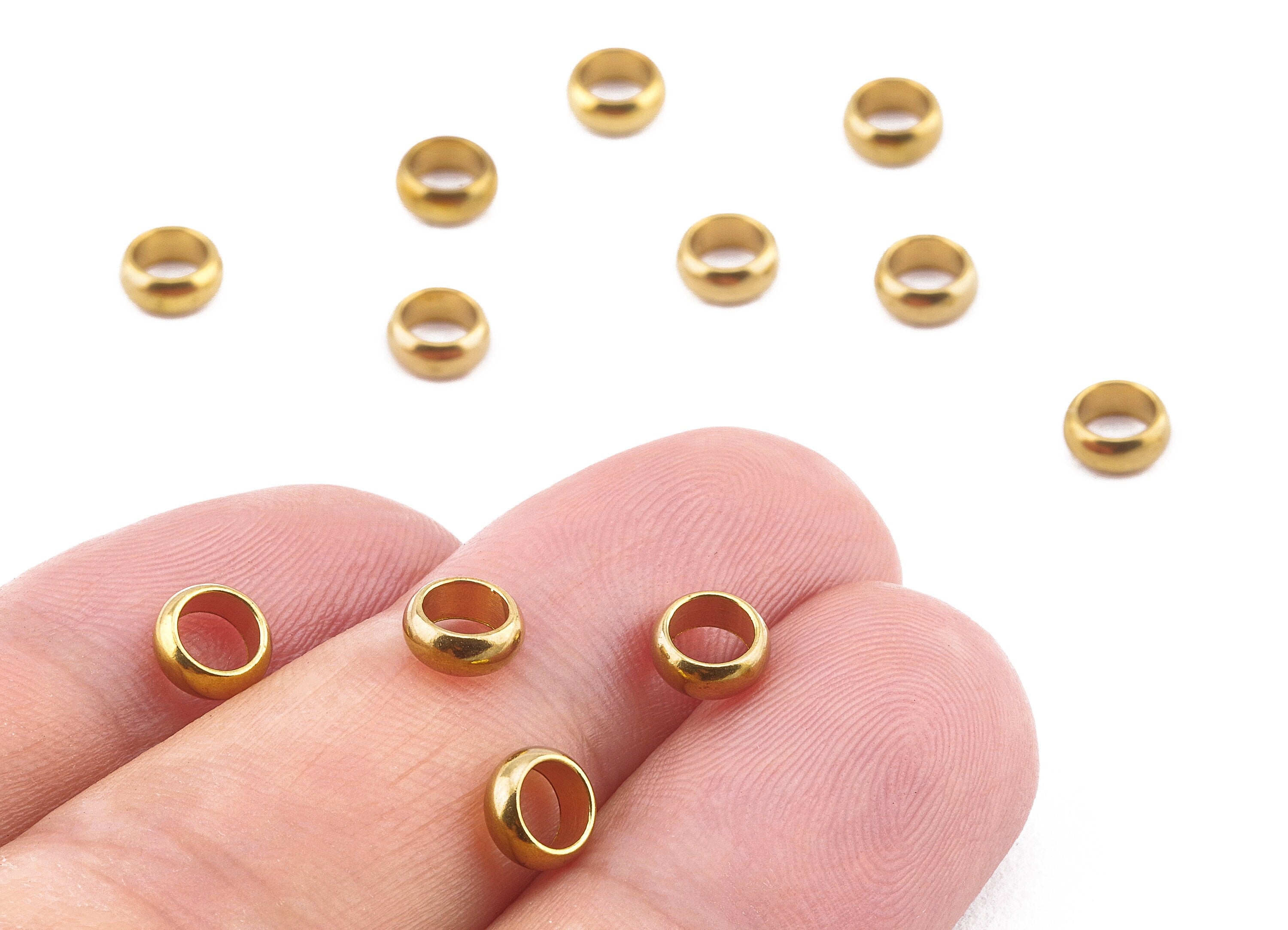 Brass Round Beads - Raw Brass Circle Beads - Earring Findings - Jewelry Supplies - 5.9x2.5x1.17mm - PP2264 - DOMEDBAZAAR