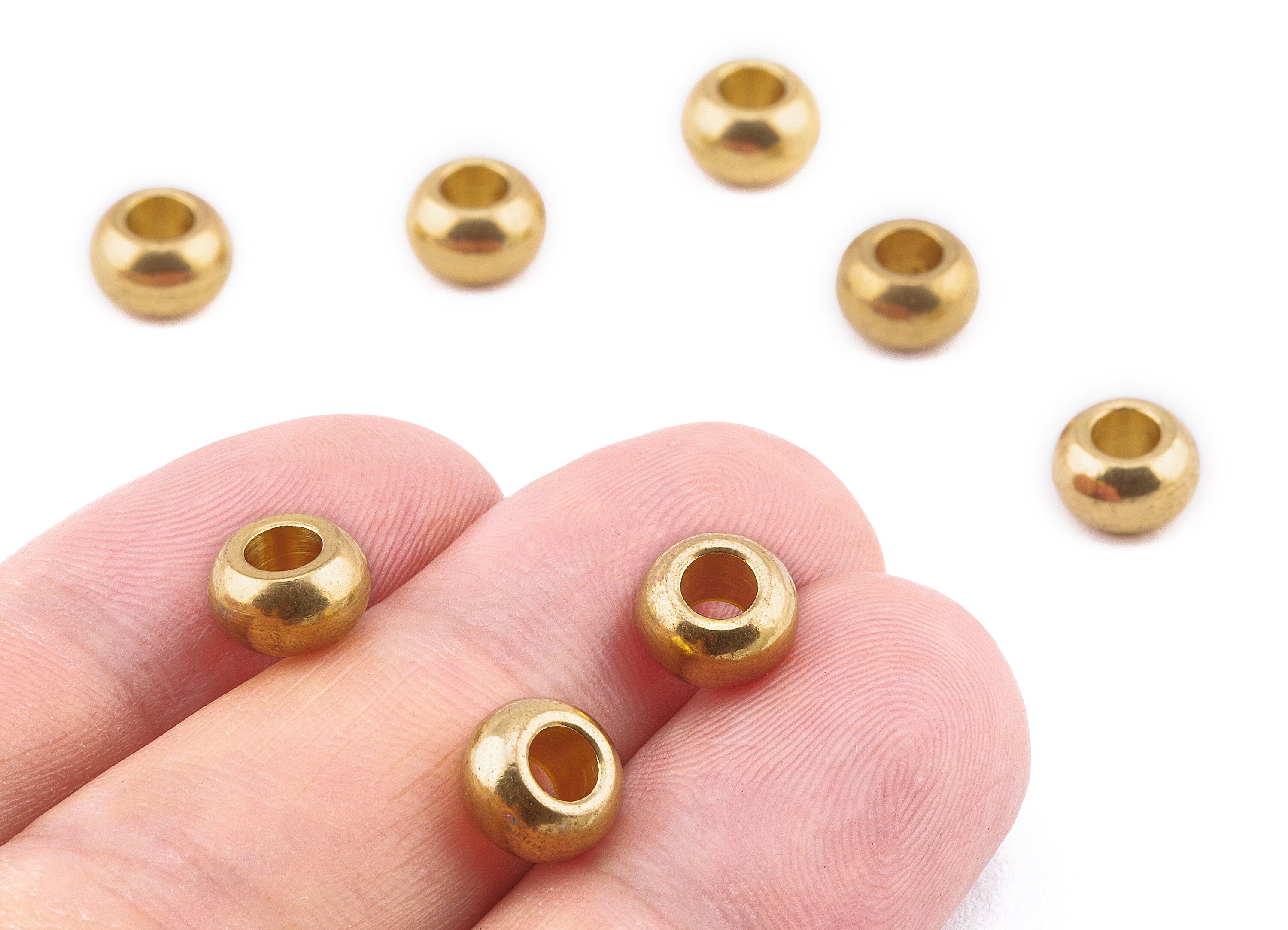 Brass Round Beads - Raw Brass Circle Beads - Earring Findings - Jewelry Supplies - 7.86x4.85x2.24mm - PP2267 - DOMEDBAZAAR