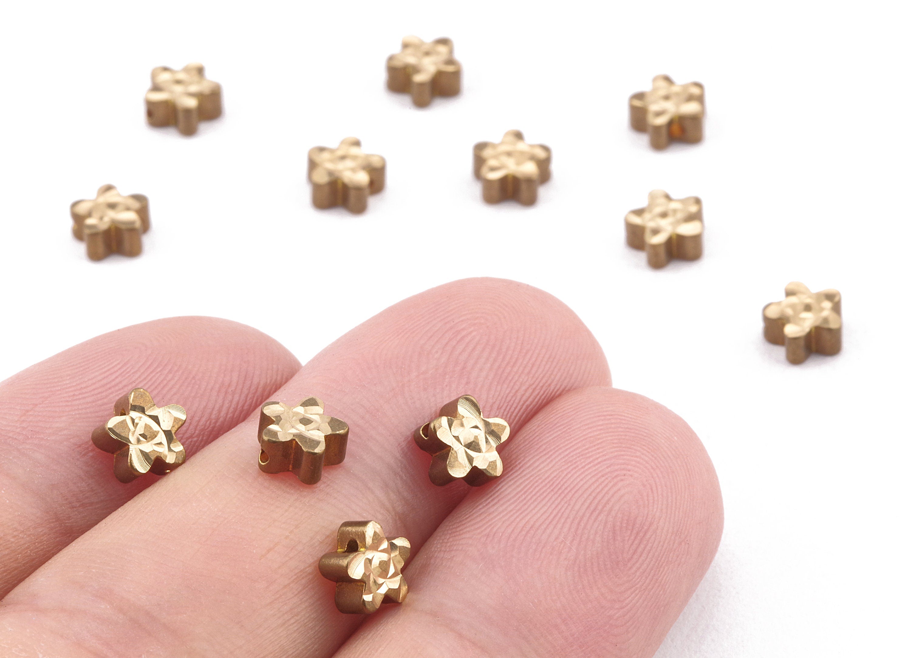 Brass Flower Spacer Beads - Raw Brass Flower Spacer Beads - Necklace Beads - Earring Findings - Jewelry Supplies - 5.75x5.75x2.91mm - PP2271 - DOMEDBAZAAR