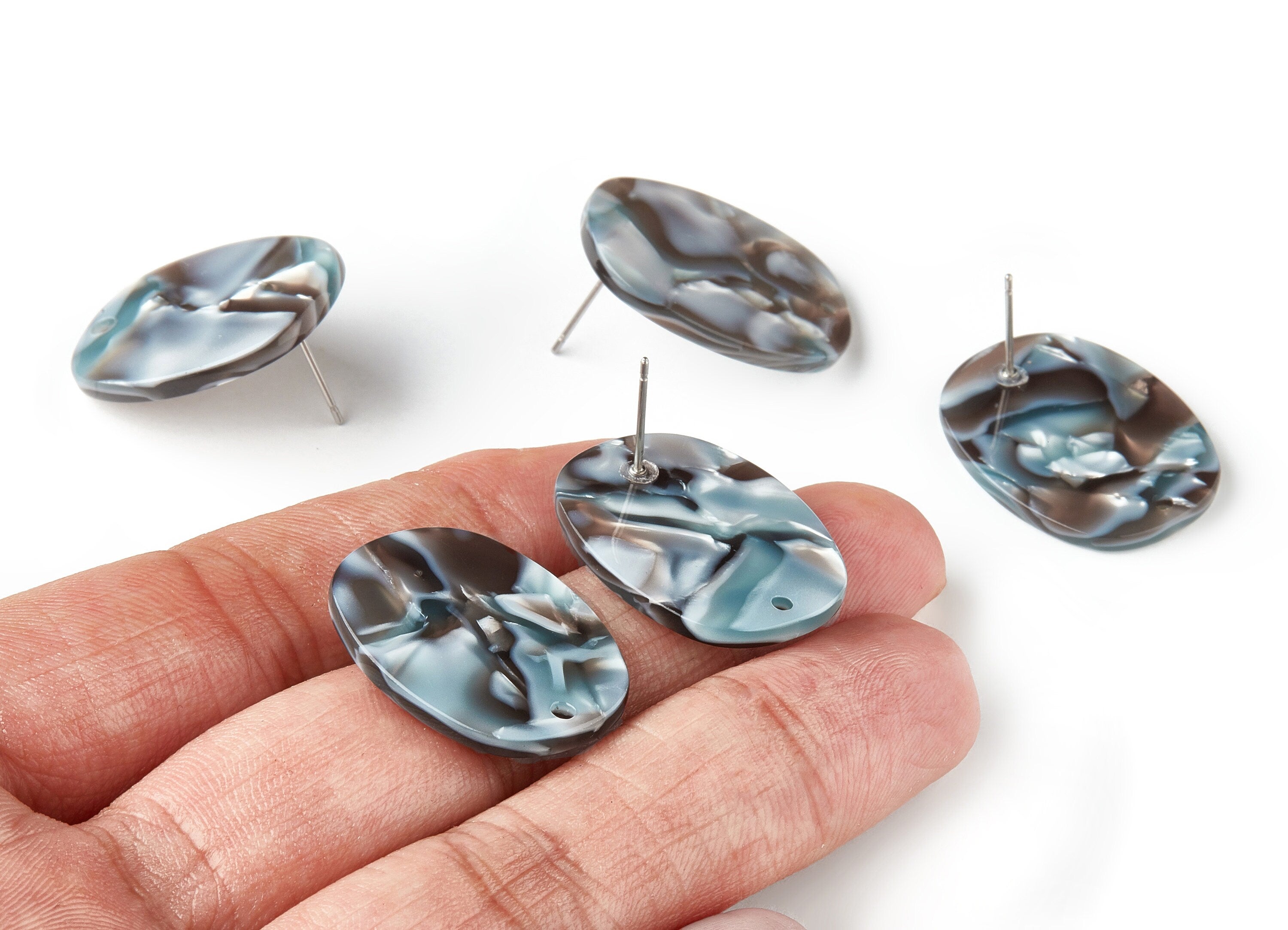 Acetate Oval Post Charms - Earring Stud - Oval Earrings - Earring Findings - Jewelry Supplies - Color Code: A22 - 26x19x2.6mm - AC1002-A22 - DOMEDBAZAAR