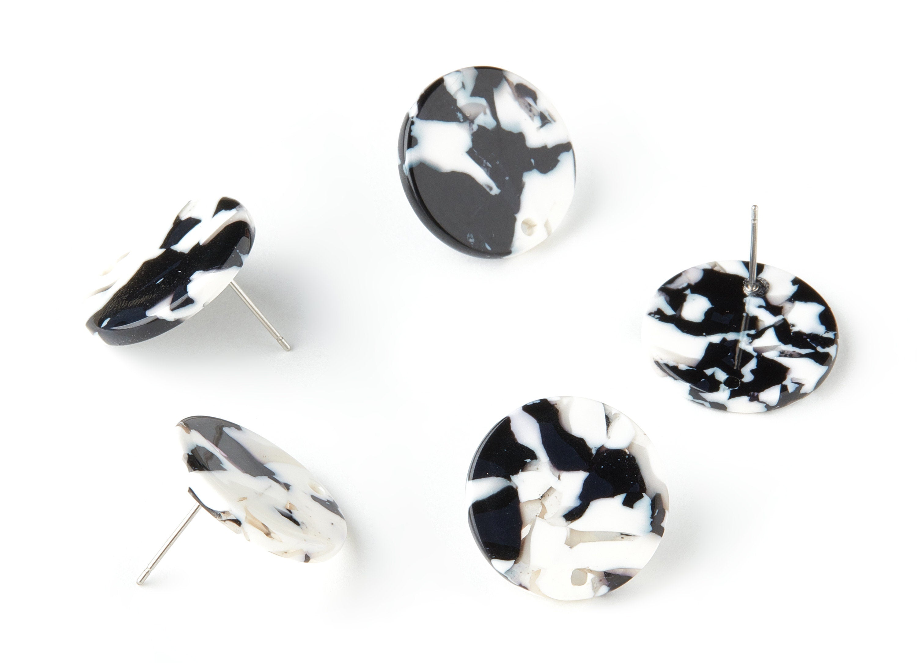 Acetate Acrylic Earring Stud - Post Charms - Tortoise Shell Earrings - Round Shaped - Color Code: A261 - 19.86x19.86x2.5mm - AC1589-A261 - DOMEDBAZAAR