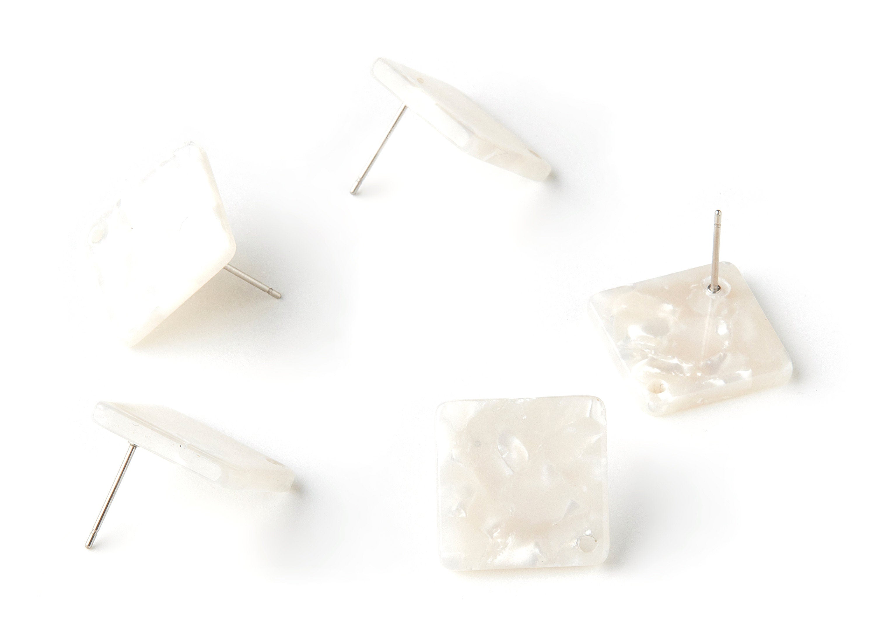 Acetate Acrylic Earring Stud - Post Charms - Tortoise Shell Earrings - Square Shaped - Color Code: A12- 17x17x2.5mm - AC1588-A12 - DOMEDBAZAAR
