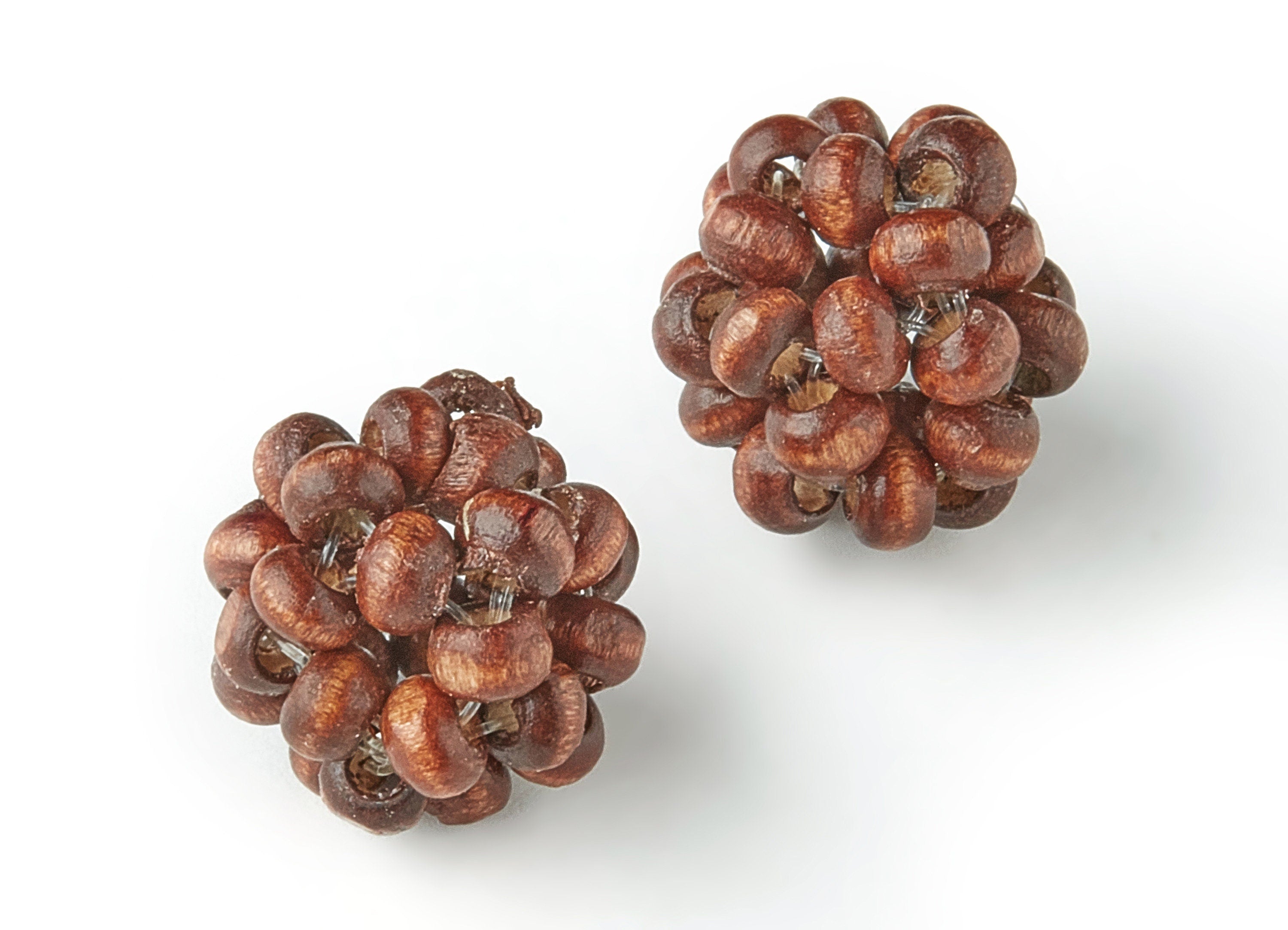 Mini Wood Beaded Pendant - Wooden Beads Ball Shaped Charms - Jewelry Supplies - Wooden Beads - 15.59x15.59mm - BB1056B - DOMEDBAZAAR