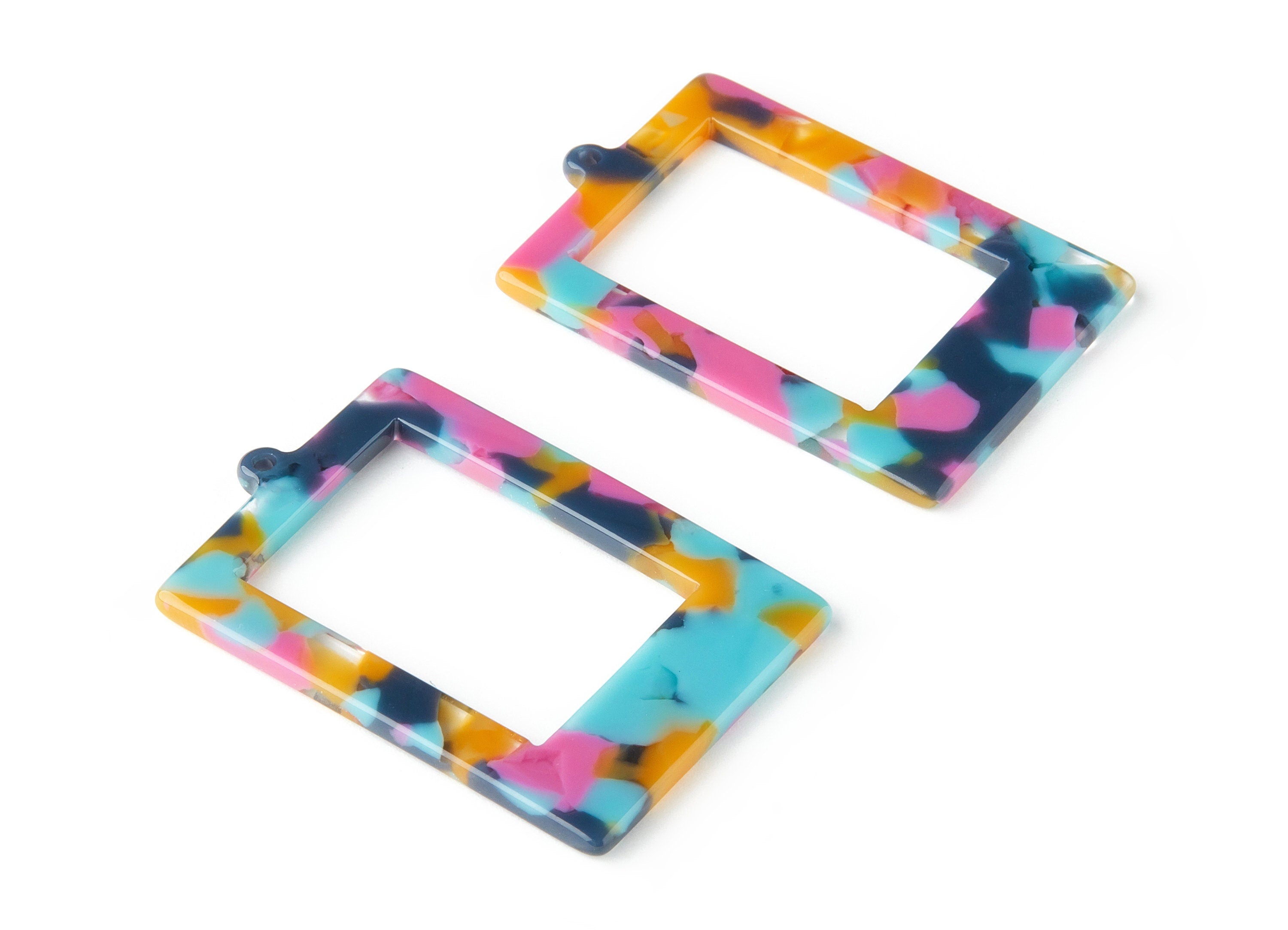Acetate Rectangle Earring Charms - Rectangle Frame Pendant - Jewelry Supplies - Color Code: A258 - 45x30.88x2.6mm - AC1596-A258 - DOMEDBAZAAR