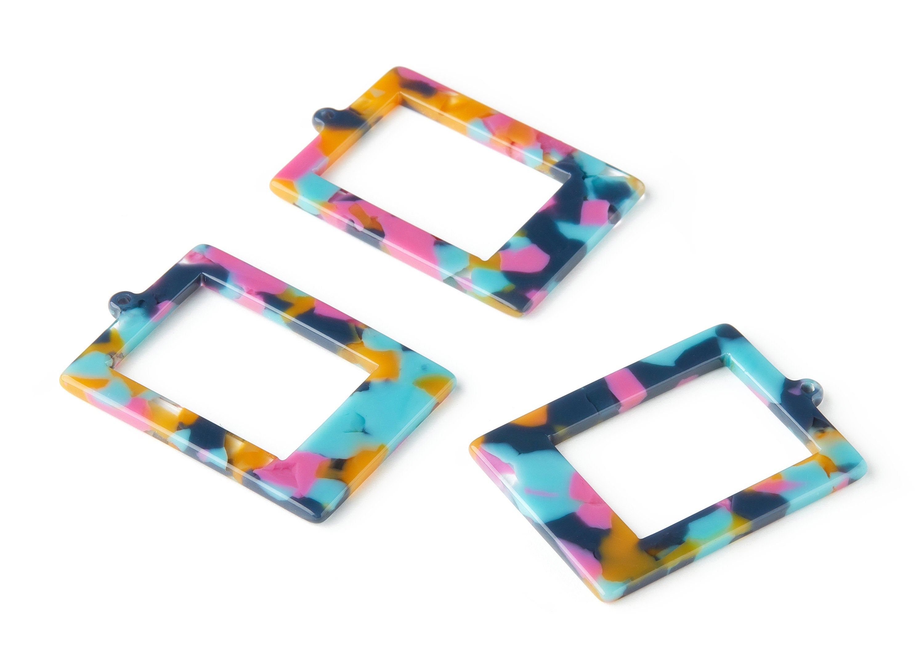 Acetate Rectangle Earring Charms - Rectangle Frame Pendant - Jewelry Supplies - Color Code: A258 - 45x30.88x2.6mm - AC1596-A258 - DOMEDBAZAAR