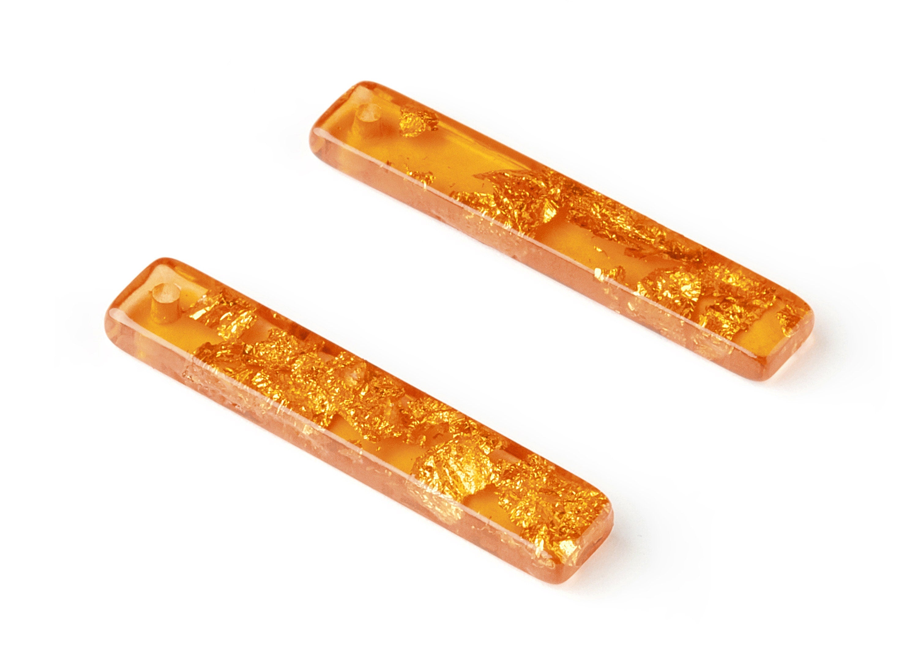 Acrylic Earring Charms - Gold Color Flake Earring - Strip Shaped pendant - Color Code: A291 - 33.65x6.21x3.04mm - AC1607-A291 - DOMEDBAZAAR