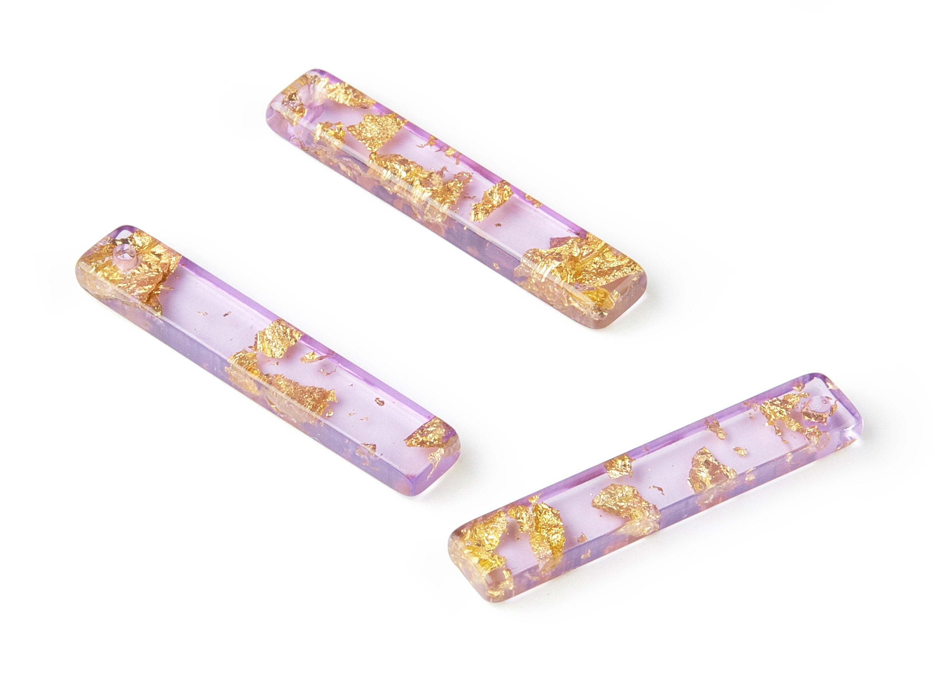 Acrylic Earring Charms - Gold Color Flake Earrings - Strip Shaped Pendant - Color Code: A293 - 33.65x6.21x3.04mm - AC1607-A293 - DOMEDBAZAAR