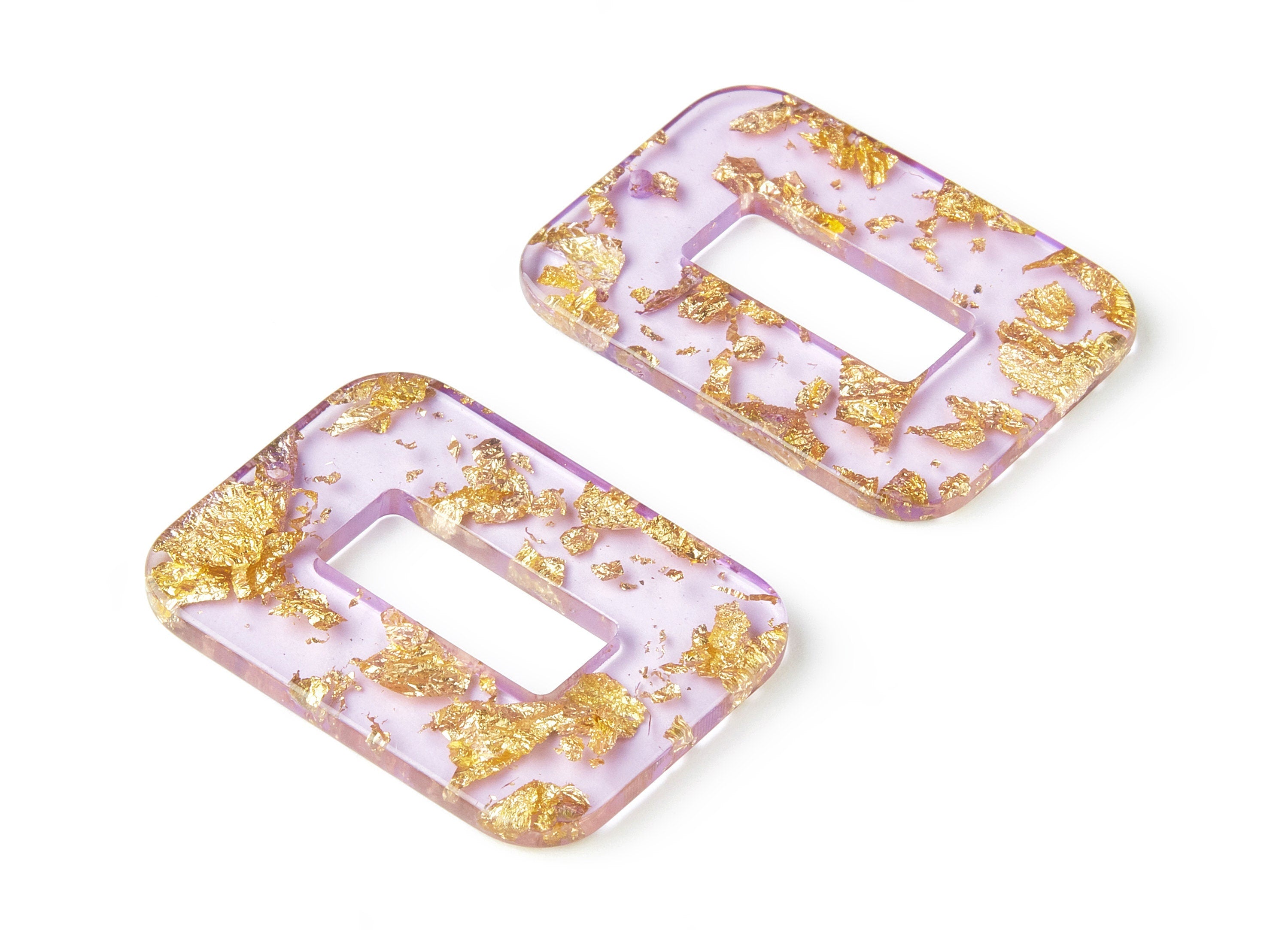 Acrylic Rectangle Charms - Gold Color Flake Earrings - Rectangle Earrings and Pendant - Color Code: A293 - 39.44x29.51x2.8mm - AC1606-A293 - DOMEDBAZAAR