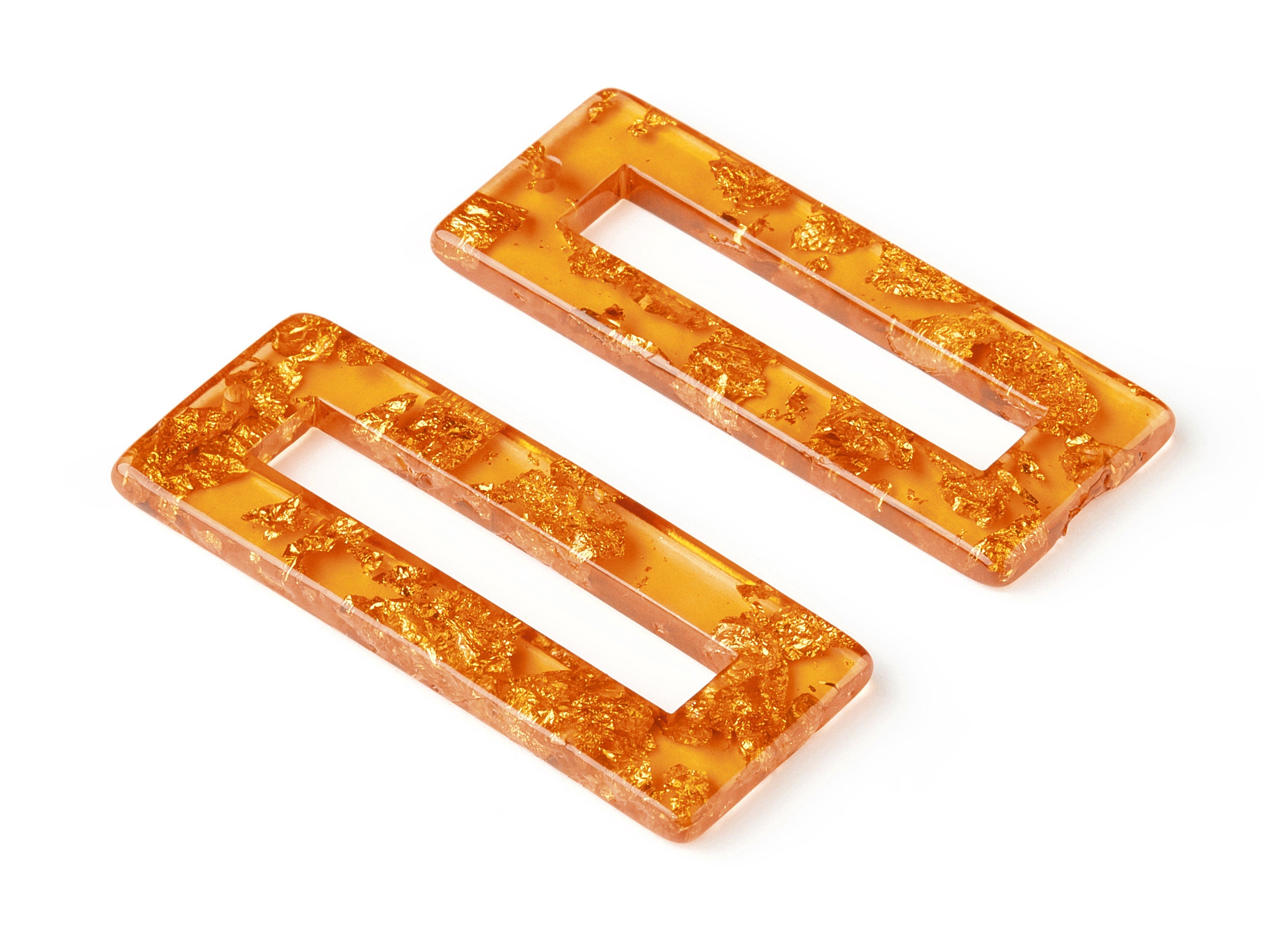 Acrylic Rectangle Charms - Gold Color Flake Earrings - Rectangle Earrings and Pendant - Color Code: A291 - 47.2x19.46x3.01mm - AC1608-A291 - DOMEDBAZAAR