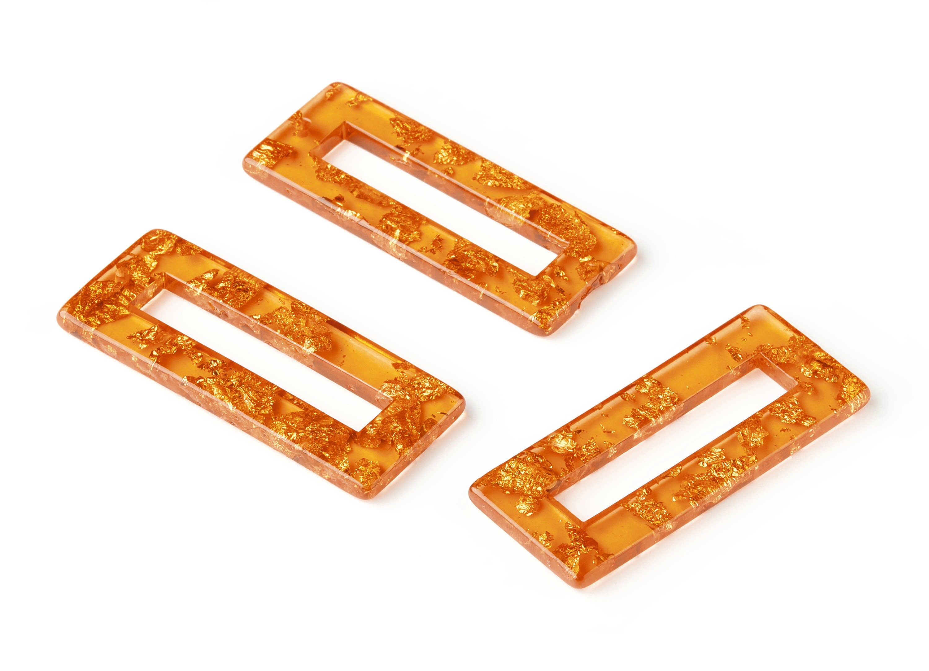 Acrylic Rectangle Charms - Gold Color Flake Earrings - Rectangle Earrings and Pendant - Color Code: A291 - 47.2x19.46x3.01mm - AC1608-A291 - DOMEDBAZAAR