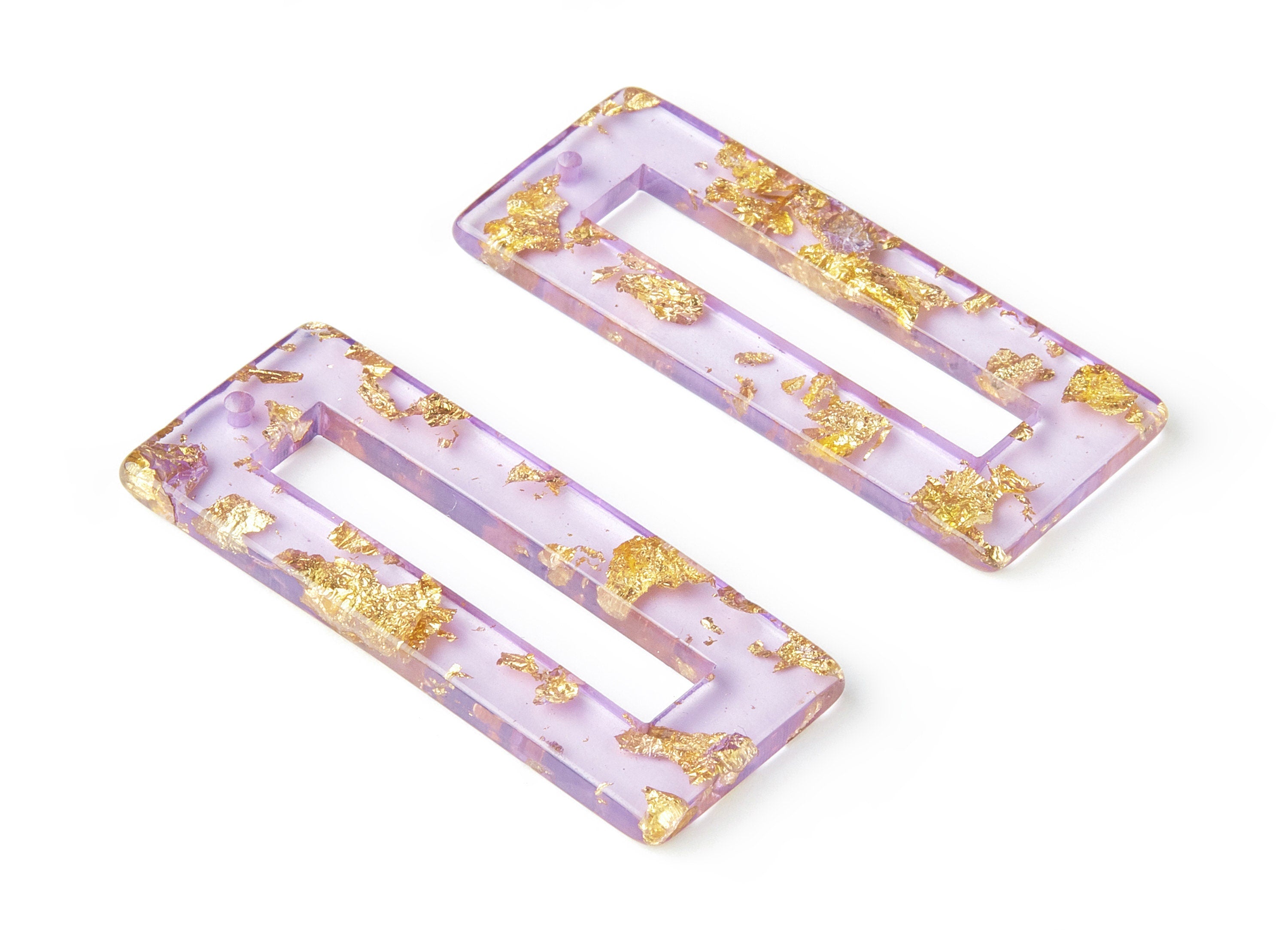 Acrylic Rectangle Charms - Gold Color Flake Earrings - Rectangle Earrings and Pendant - Color Code: A293 - 47.2x19.46x3.01mm - AC1608-A293 - DOMEDBAZAAR