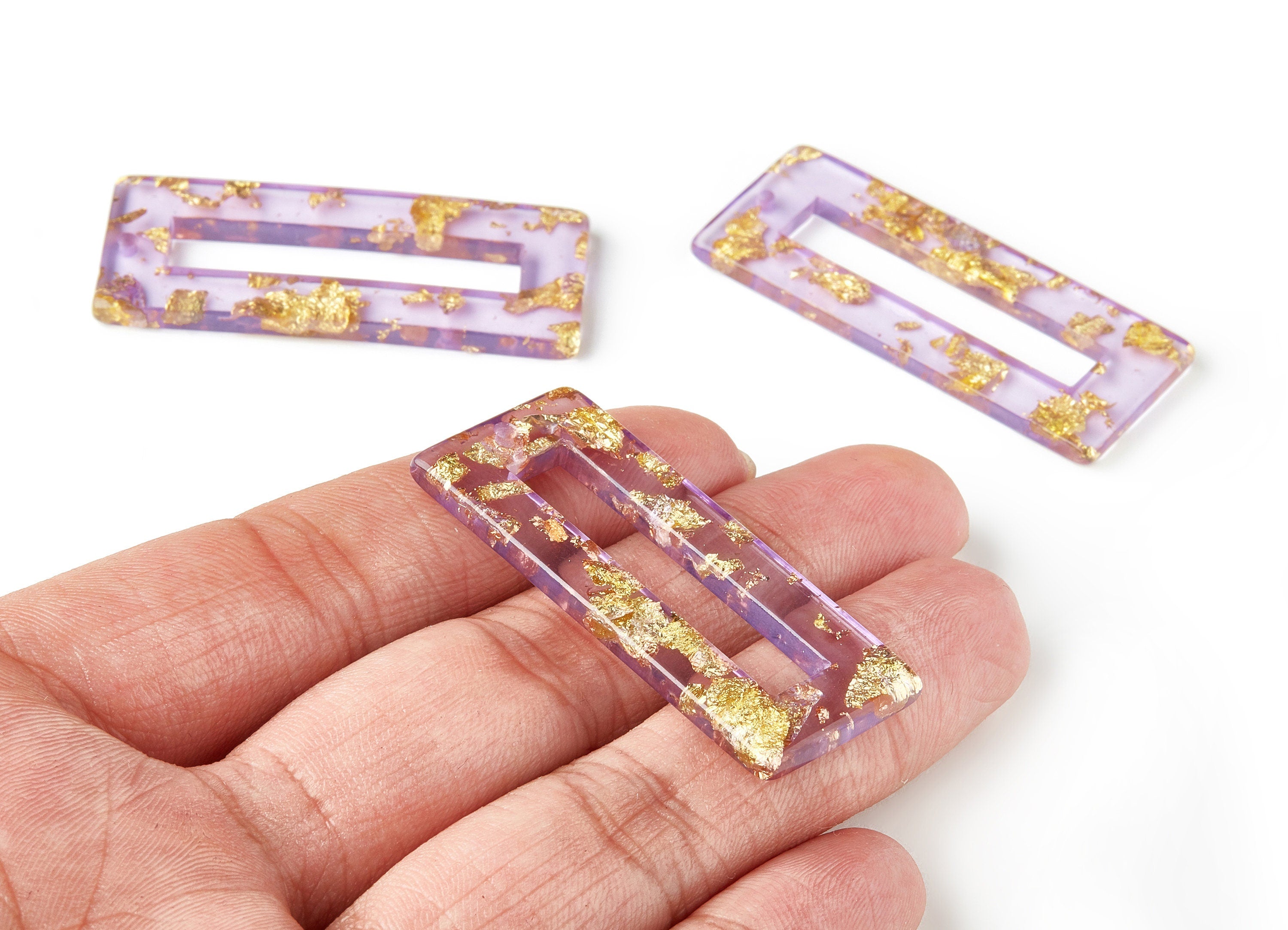 Acrylic Rectangle Charms - Gold Color Flake Earrings - Rectangle Earrings and Pendant - Color Code: A293 - 47.2x19.46x3.01mm - AC1608-A293 - DOMEDBAZAAR