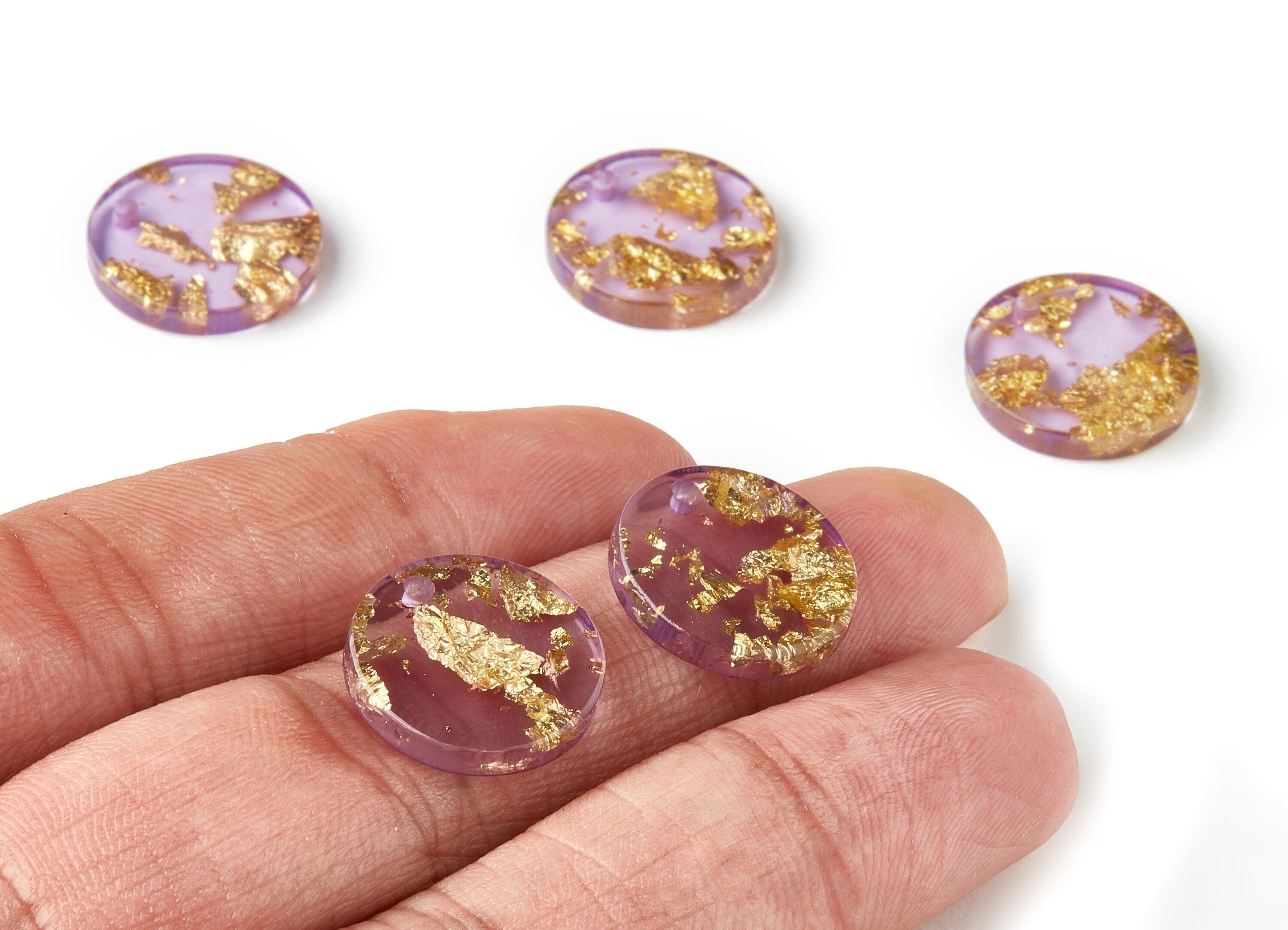 Acrylic Round Charms - Gold Color Flake Earrings - Coin Earrings and Pendant - Color Code: A293 - 16.68x16.68x3.1mm - AC1609-A293 - DOMEDBAZAAR