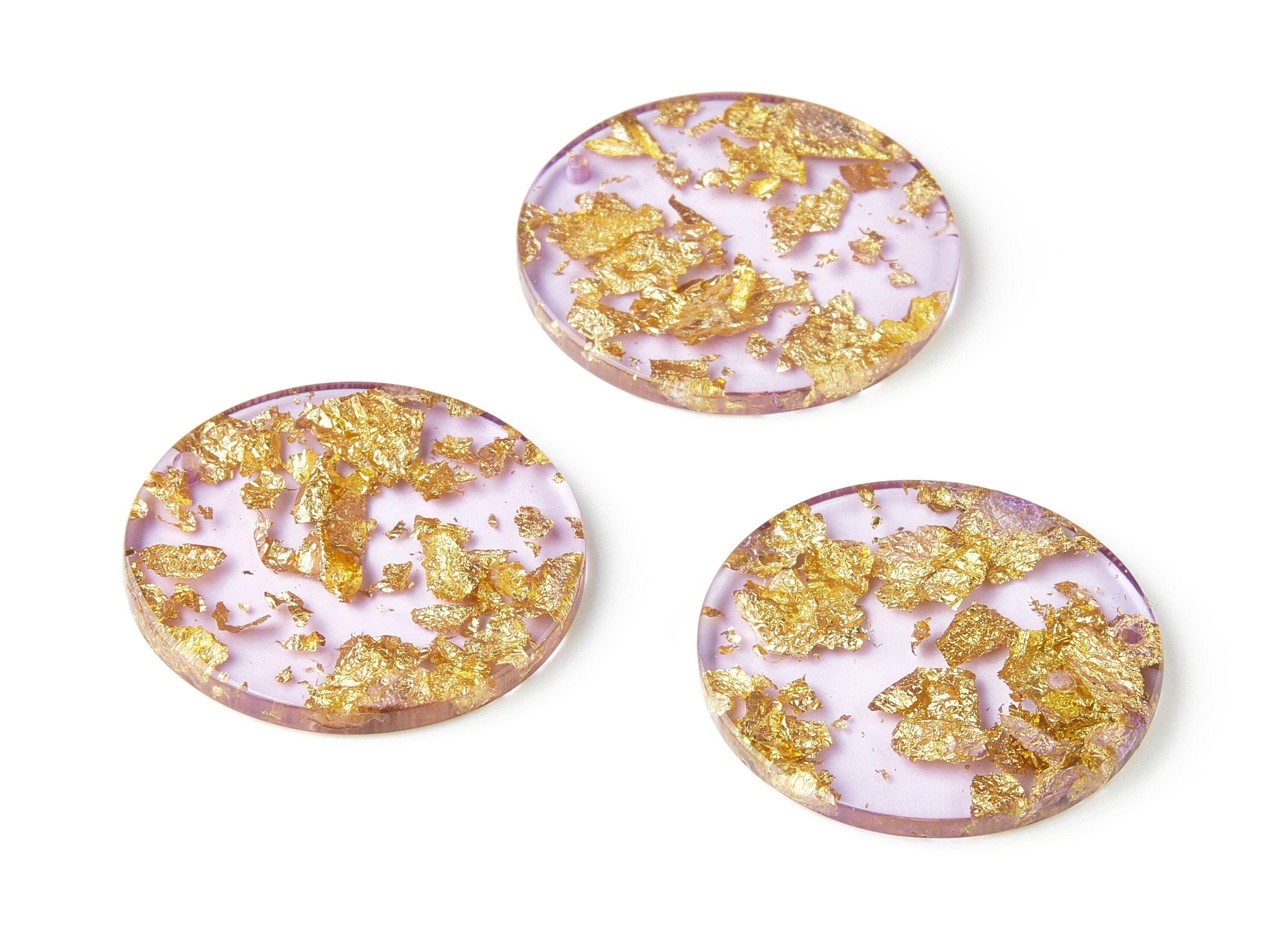 Acrylic Round Charms - Gold Color Flake Earrings - Round Earrings and Pendant - Color Code: A293 - 34.47x34.47x2.99mm - AC1614-A293 - DOMEDBAZAAR