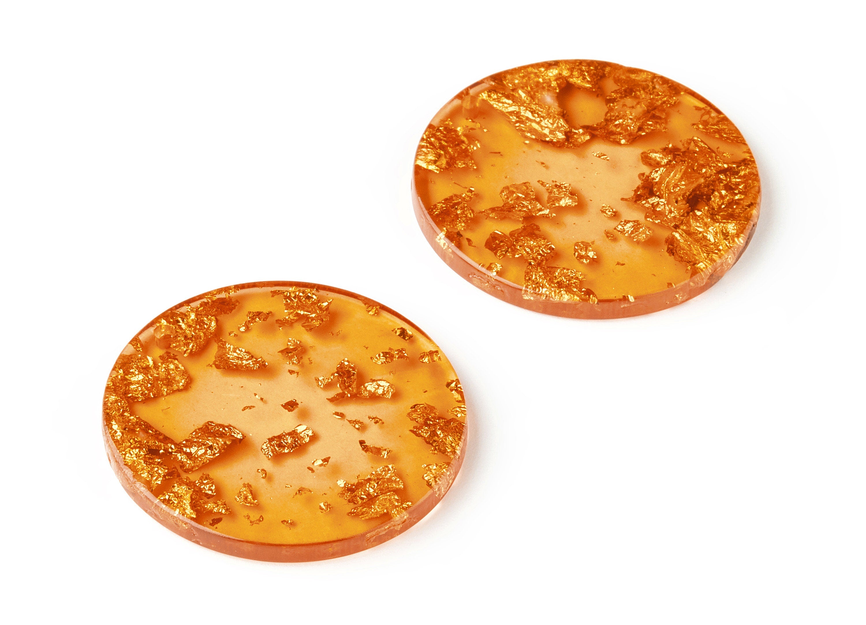 Acrylic Round Charms - Gold Color Flake Earrings - Round Earrings and Pendant - Color Code: A291 - 34.47x34.47x2.99mm - AC1614-A291 - DOMEDBAZAAR