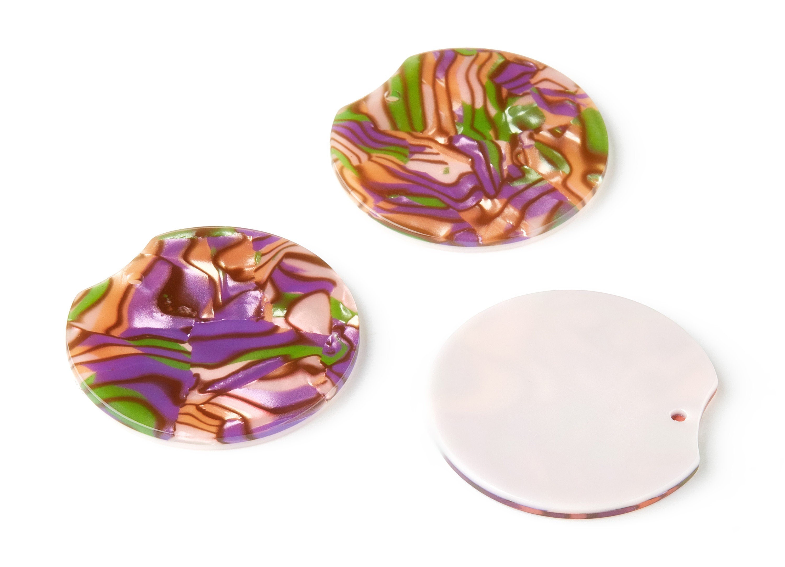 Acetate Round Charms - Round Earring and Pendant - Earring Findings - Jewelry Supplys - Color Code: A289 - 36.76x34.55x2.62mm - AC1604-A289 - DOMEDBAZAAR