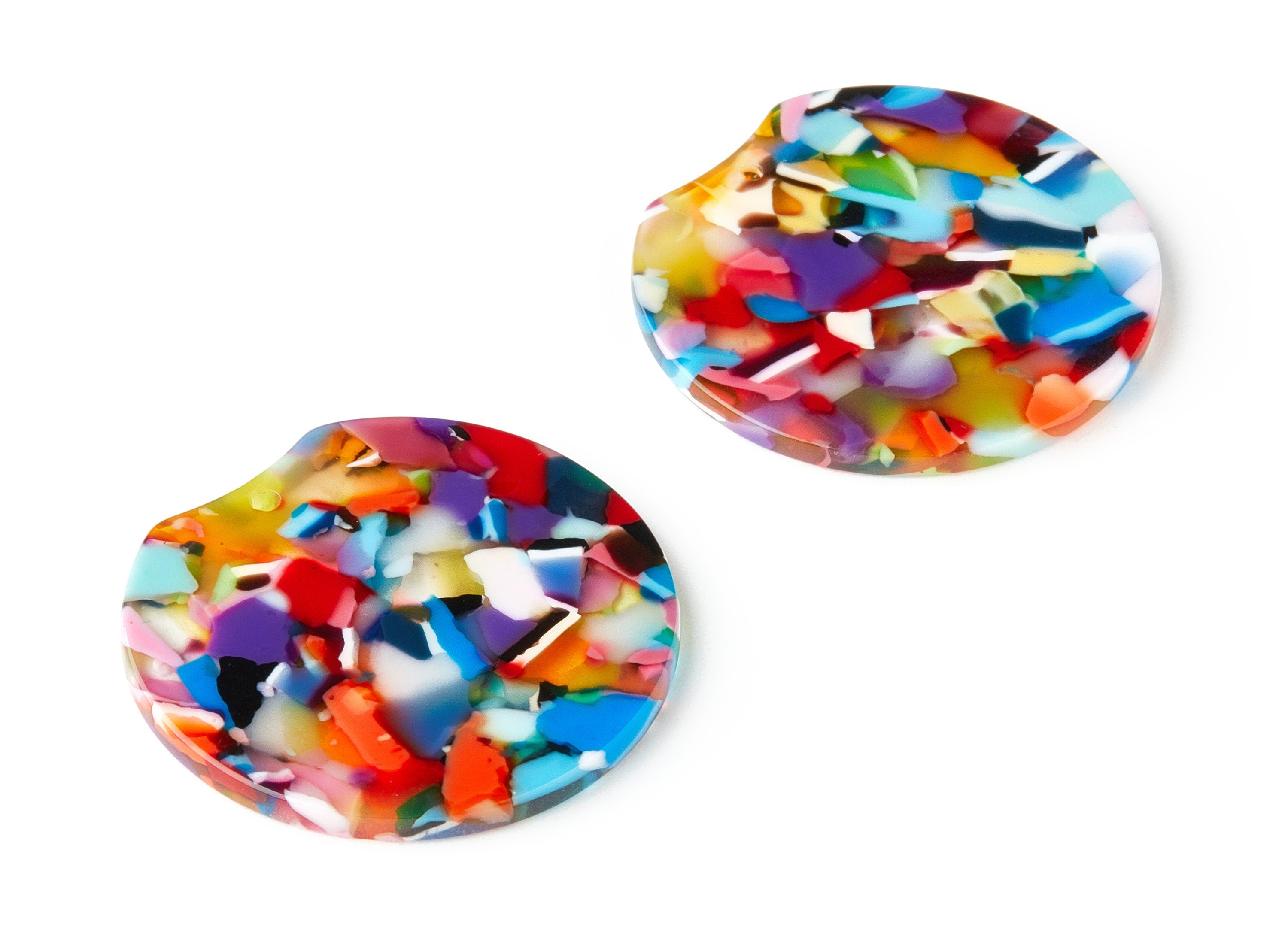 Acetate Round Charms - Round Earring and Pendant - Earring Findings - Jewellery Supplies - Color Code: A21 - 36.76x34.55x2.62mm - AC1604-A21 - DOMEDBAZAAR