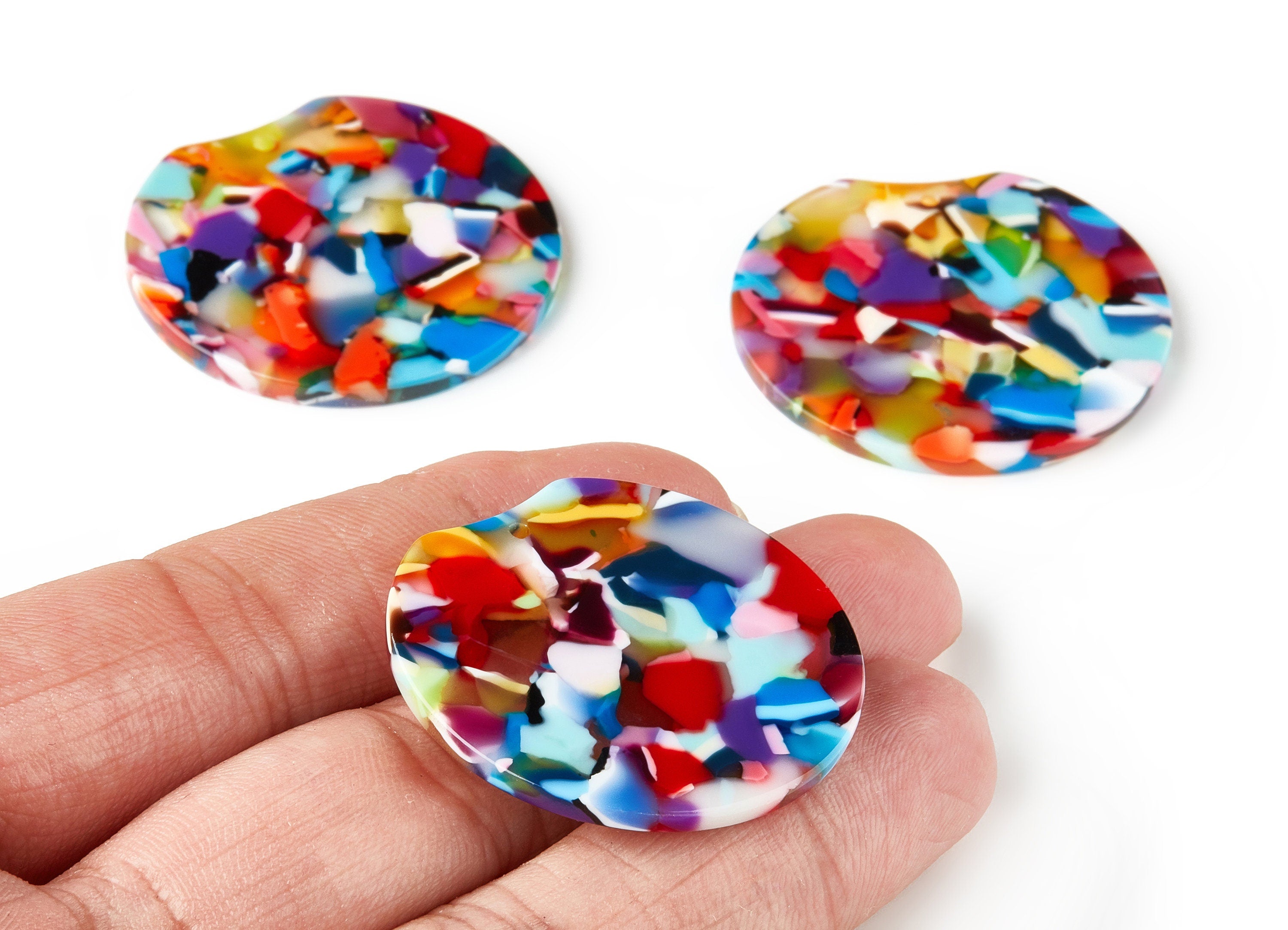 Acetate Round Charms - Round Earring and Pendant - Earring Findings - Jewellery Supplies - Color Code: A21 - 36.76x34.55x2.62mm - AC1604-A21 - DOMEDBAZAAR