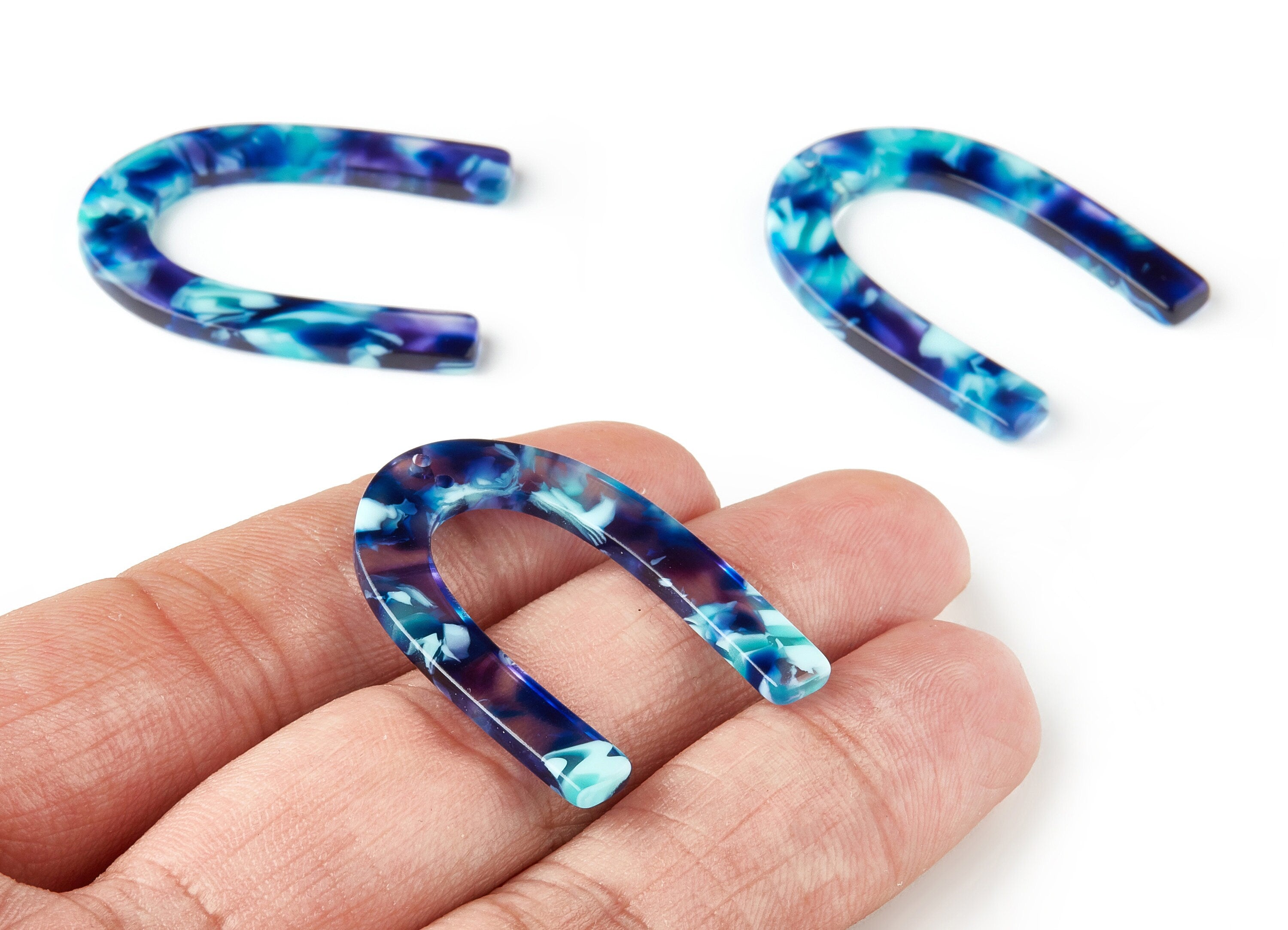 Acetate U Connector - Two Holes - U Earring and Pendant - Jewelry Supplys - Color Code: A214 - 34.61x26.25x2.55mm - AC1114-A214 - DOMEDBAZAAR