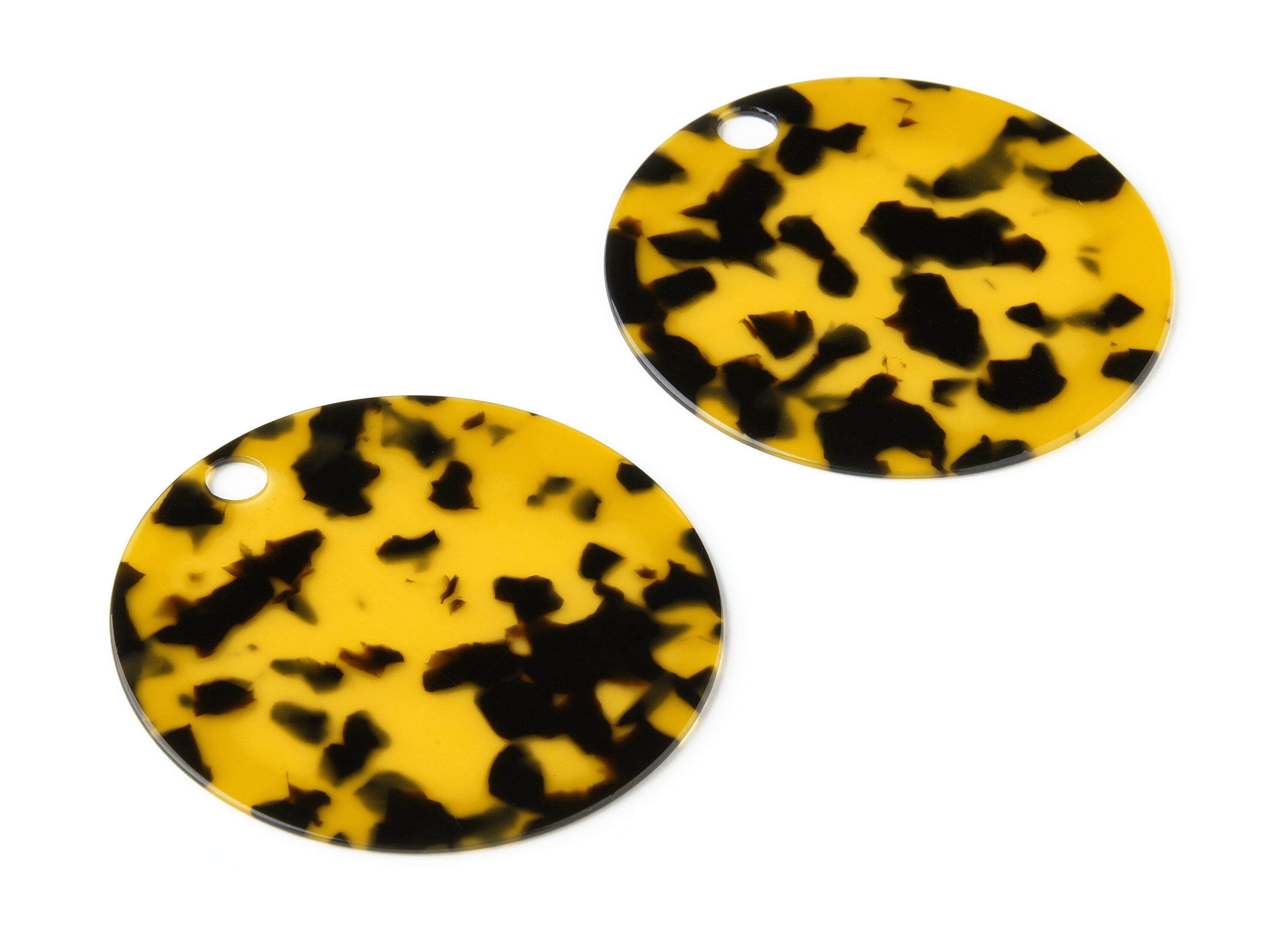 Acetate Round Charms - Tortoise Shell Earrings - Round Pendant - Jewelry Making Supplies - Color Code: A02 - 59.66x59.66x1.36mm - AC1620-A02 - DOMEDBAZAAR