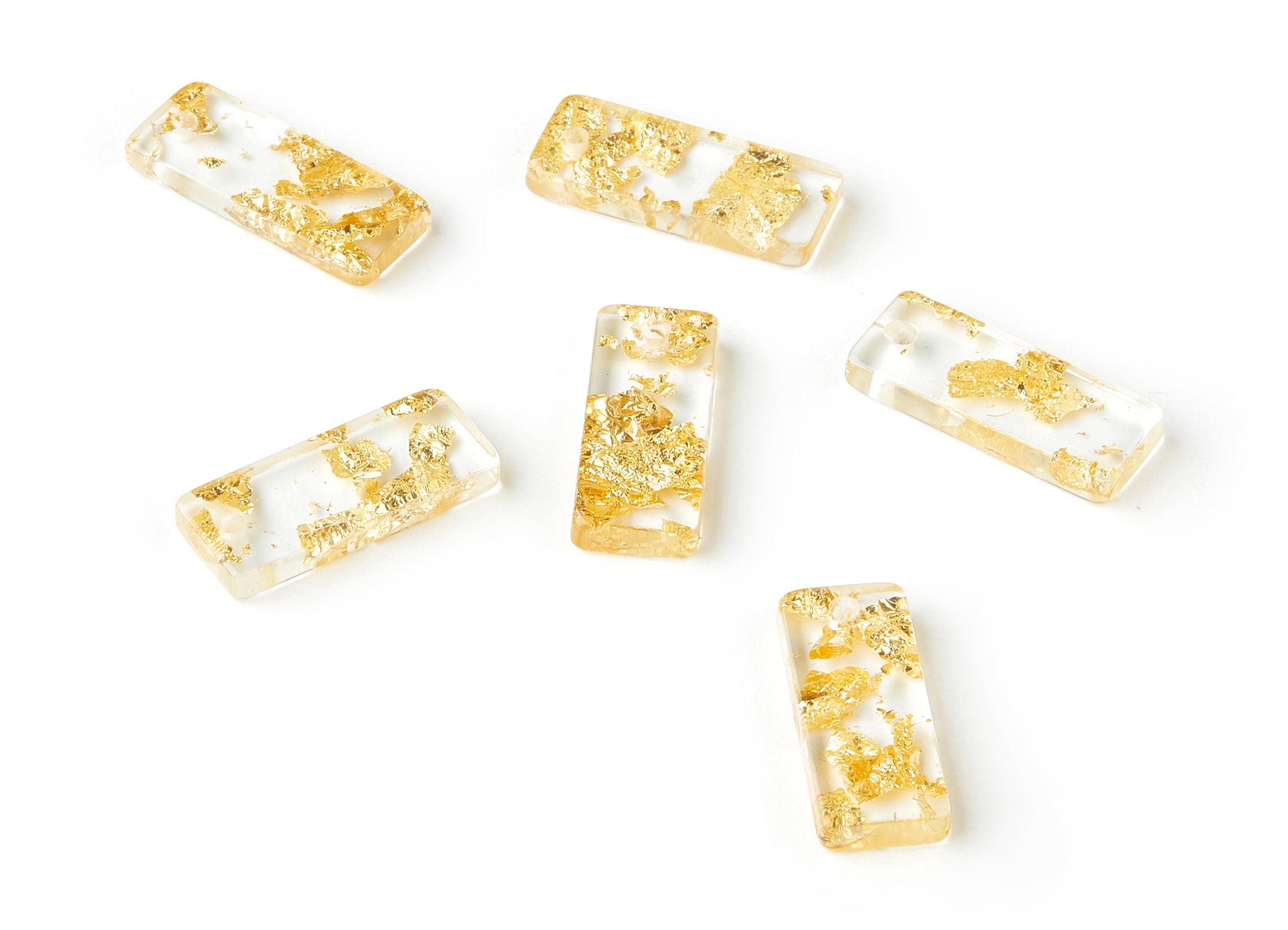 Acrylic Rectangle Charms - Gold Foil & Confetti - Rectangle Earrings and Pendant - Color Code: A255 - 20.71x8.55x3.1mm - AC1605-A255 - DOMEDBAZAAR