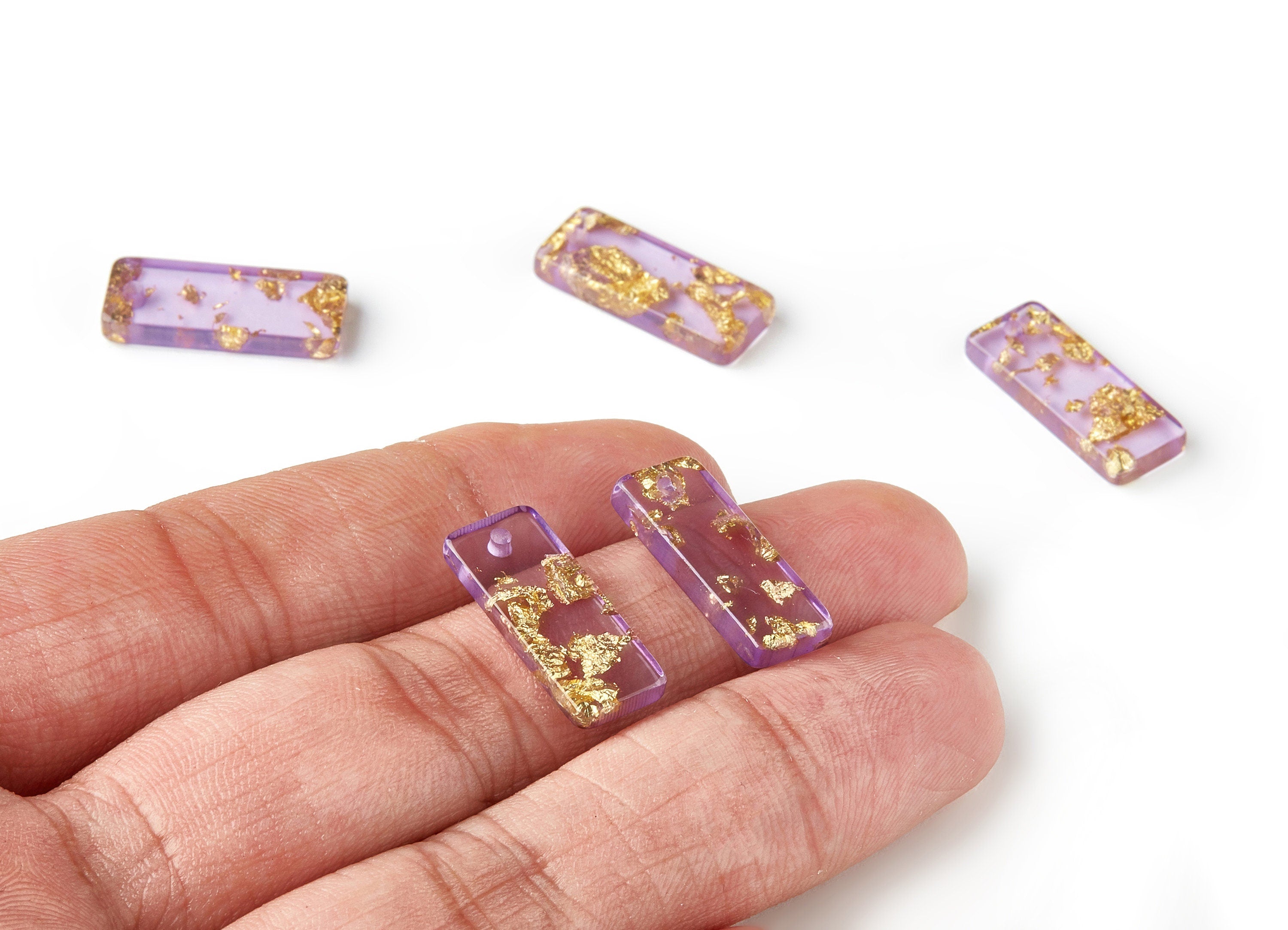 Acrylic Rectangle Charms - Gold Color Flake Earrings - Rectangle Earrings and Pendant - Color Code: A293 - 20.71x8.55x3.1mm - AC1605-A293 - DOMEDBAZAAR