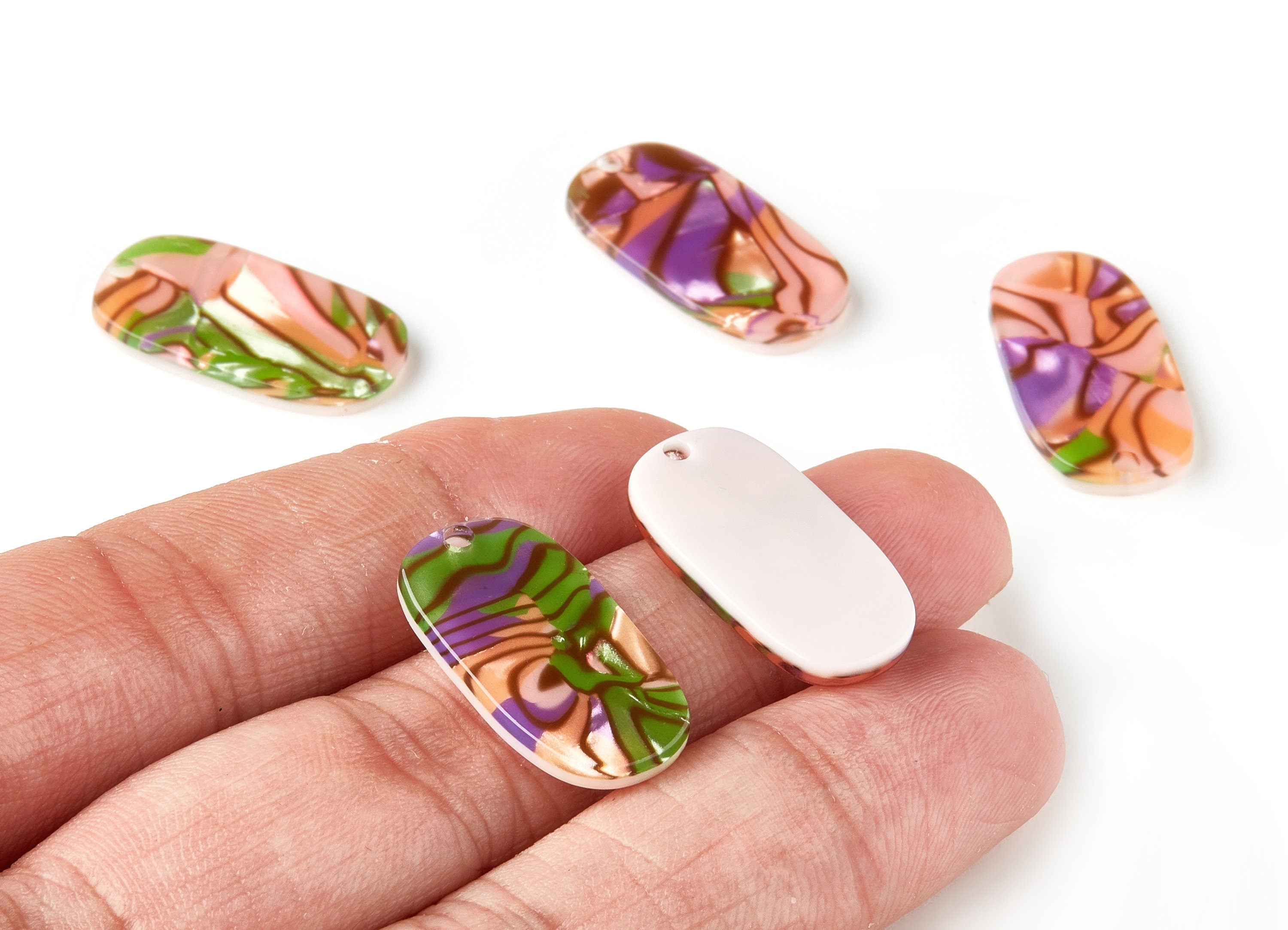 Acetate Oval Charms - Oval Earring and Pendant - Earring Findings - Jewelry Supplys - Color Code: A289 - 24.26x12.88x2.56mm - AC1600-A289 - DOMEDBAZAAR