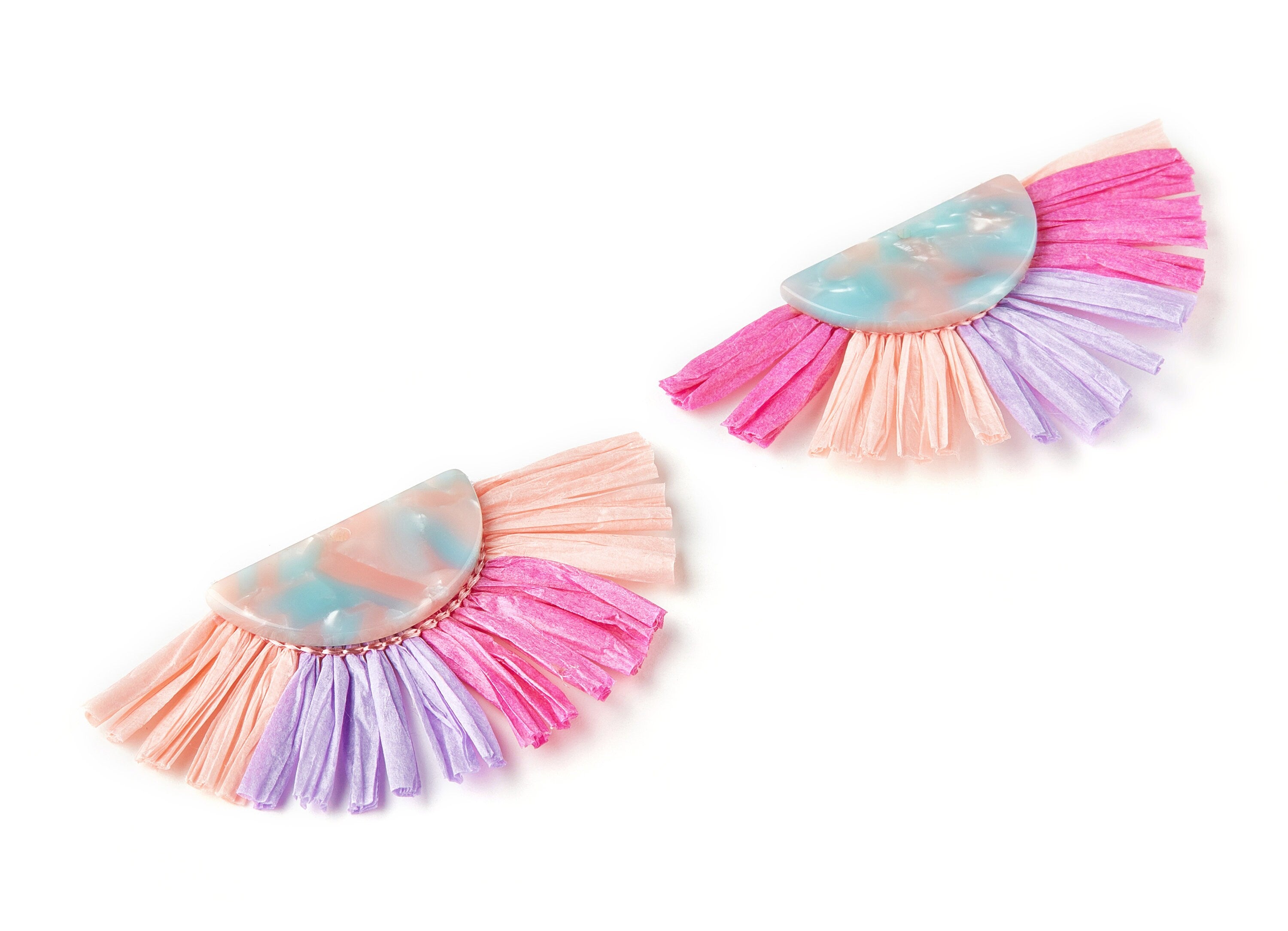 Acetate Tassels Fan Charm - Single Layer Raffia - Tortoise Shell Earring - Jewelry Supplies - Color Code: A36 - 70x53x4mm - AC1627-A36 - DOMEDBAZAAR