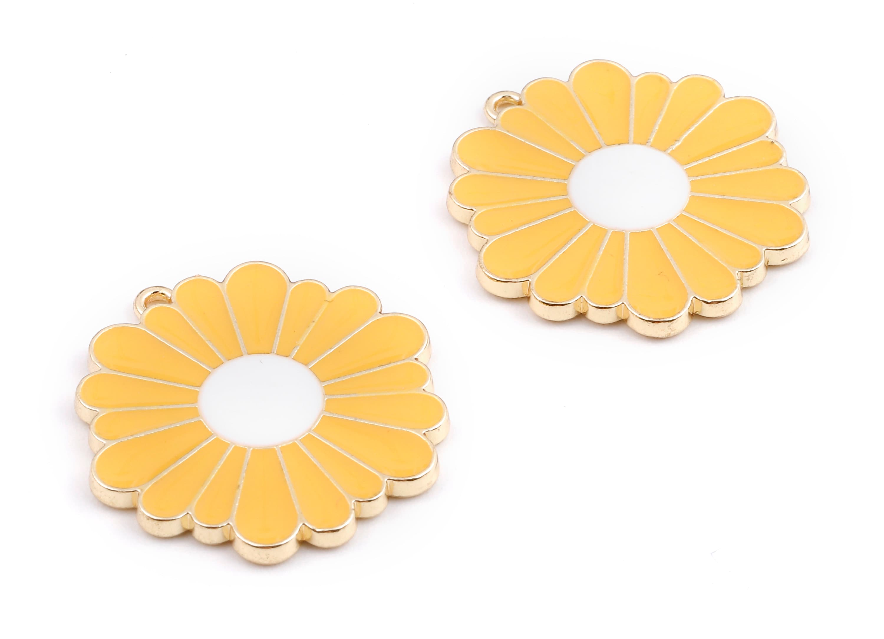 Alloy Daisy Charms - Zinc Alloy Daisy Earrings - Daisy Enamel Pendant - Necklace Pendant - 24.89x23.6x1.94mm - ZZ1402A - DOMEDBAZAAR