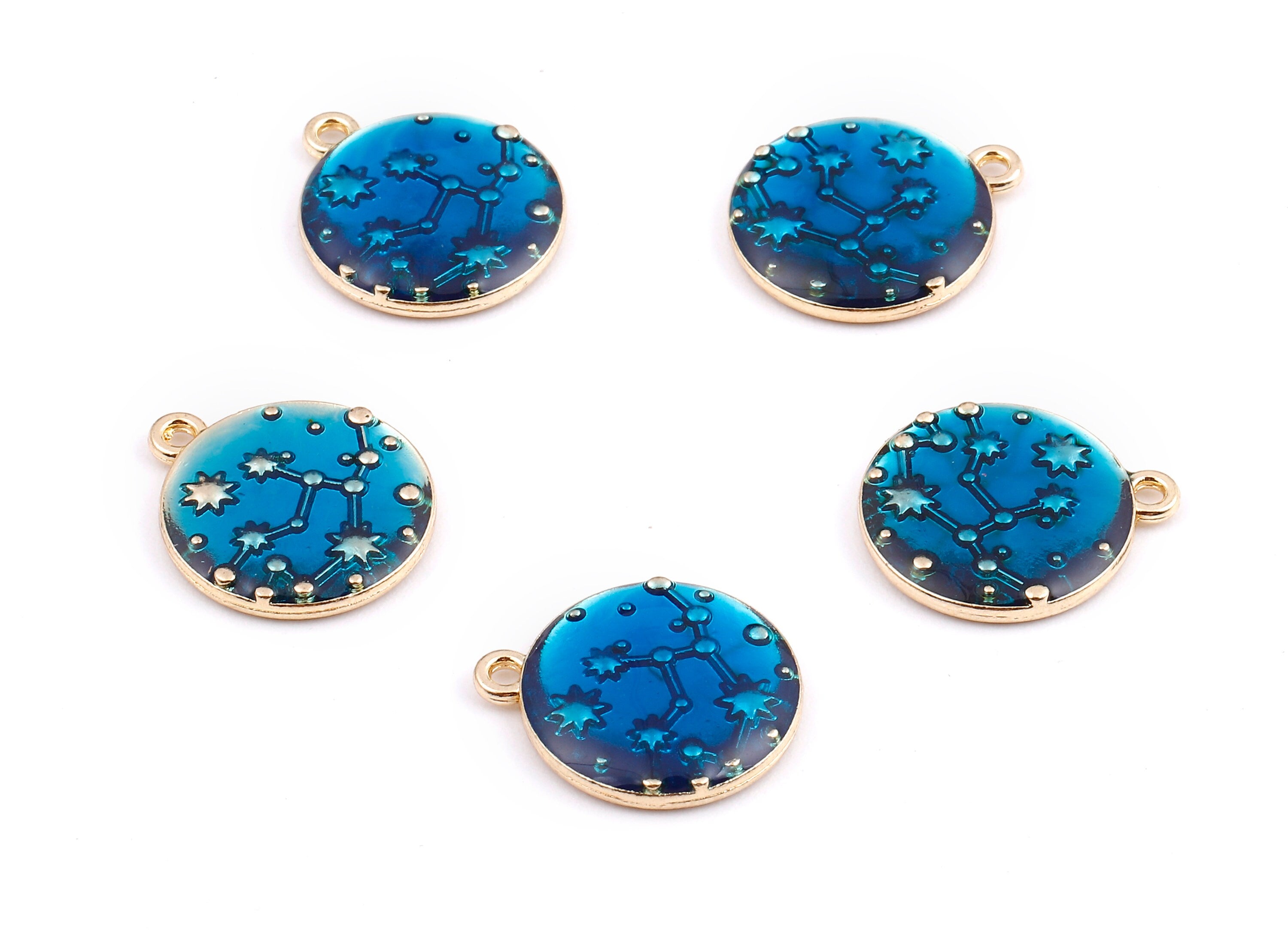 Alloy Planet Charms - Zinc Alloy Planet Earrings - Star Enamel P - Gold Tone Plated - 16.84x14.48x2.2mm - ZZ1414B - DOMEDBAZAAR