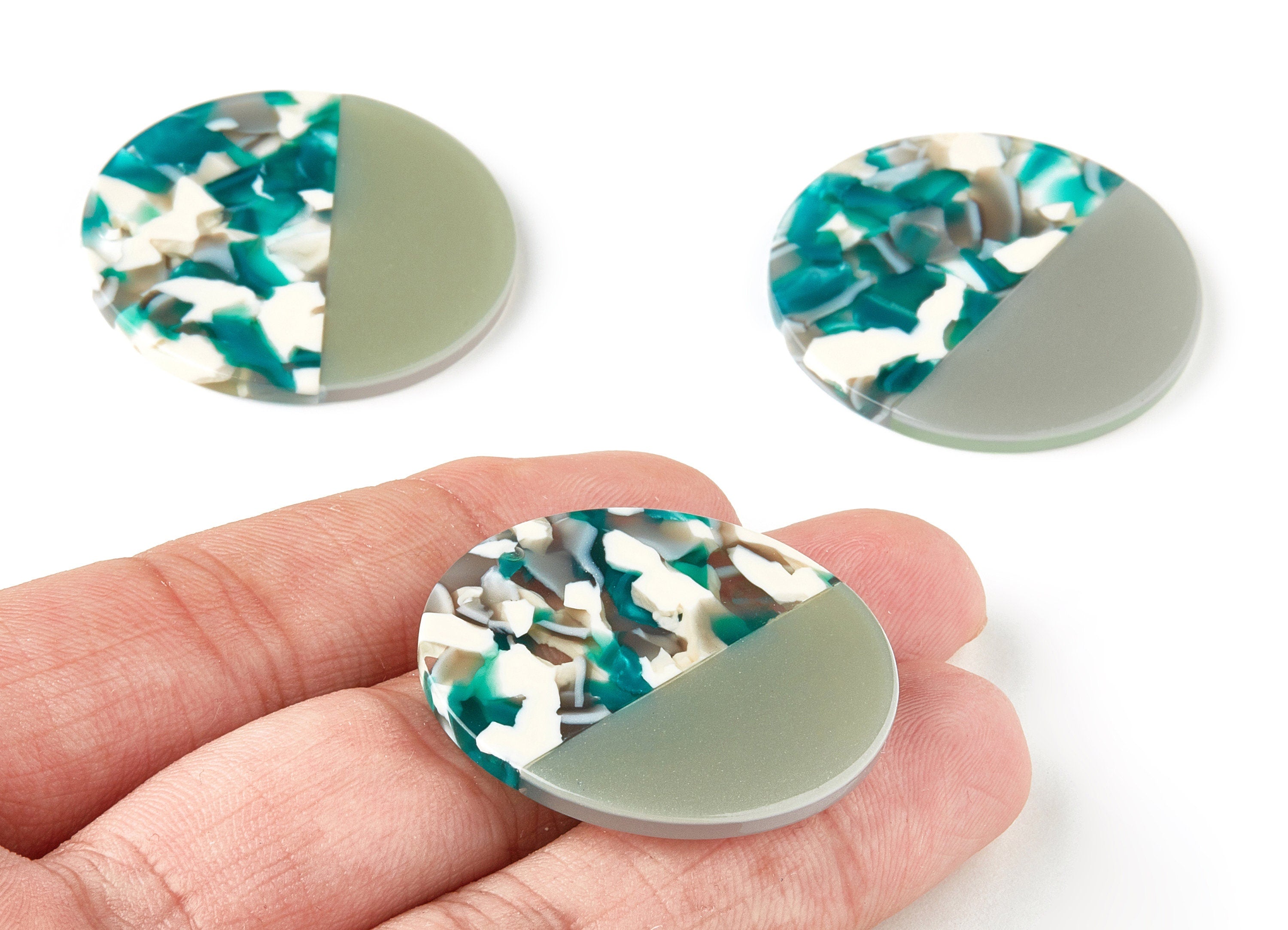 Acetate Round Charms - Coin Earrings and Pendant - Earring Findings - Jewelry Supply - Color Code: A357 - 35.1x35.1x2.5mm - AC1256-A357 - DOMEDBAZAAR