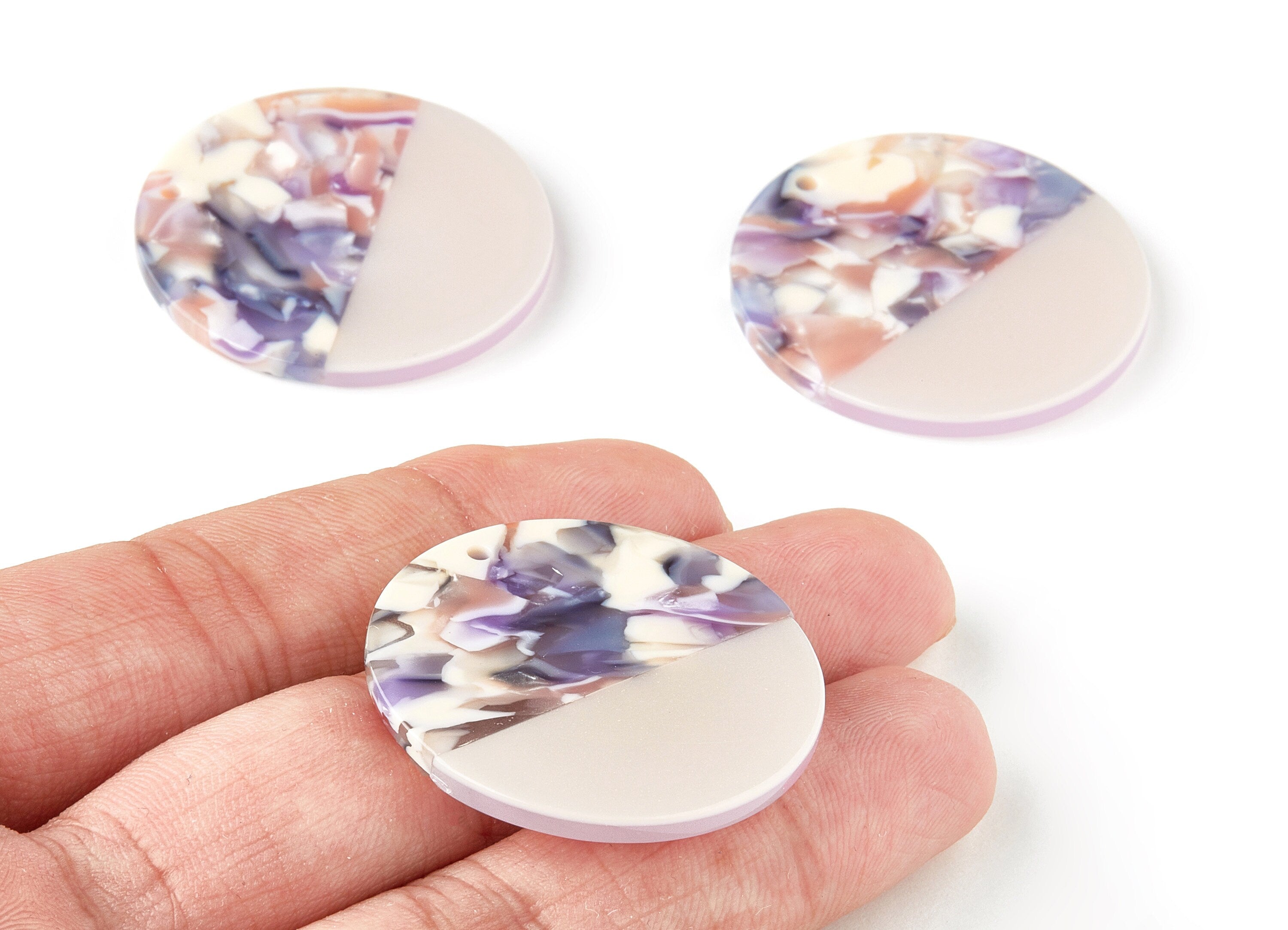 Acetate Round Charms - Coin Earrings and Pendant - Earring Findings - Jewelry Supply - Color Code: A362 - 35.1x35.1x2.5mm - AC1256-A362 - DOMEDBAZAAR