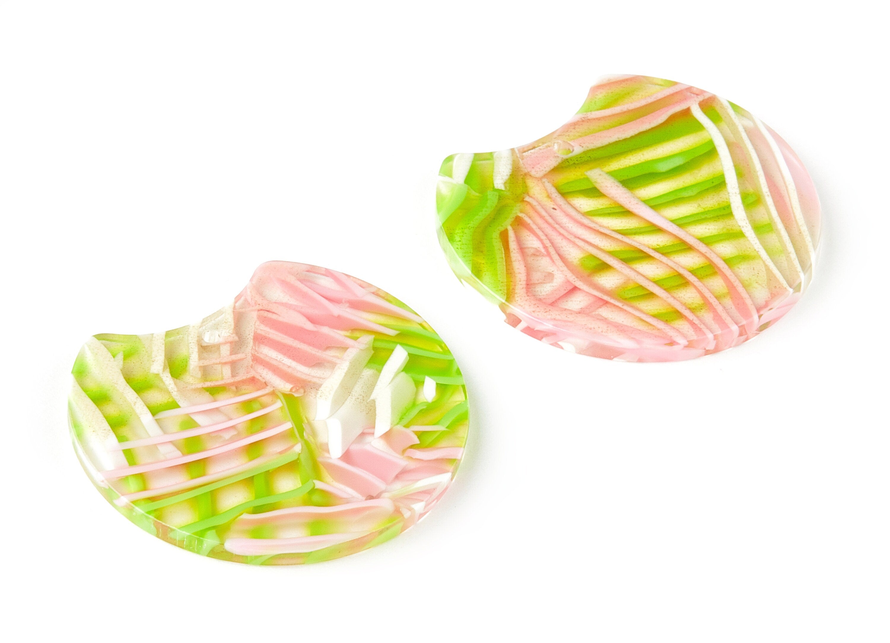 Acetate Round Charms - Round Earrings and Pendant - Earring Findings - Jewelry Supplies - Color Code:A342 - 36.74x33.55x2.53mm - AC1646-A342 - DOMEDBAZAAR