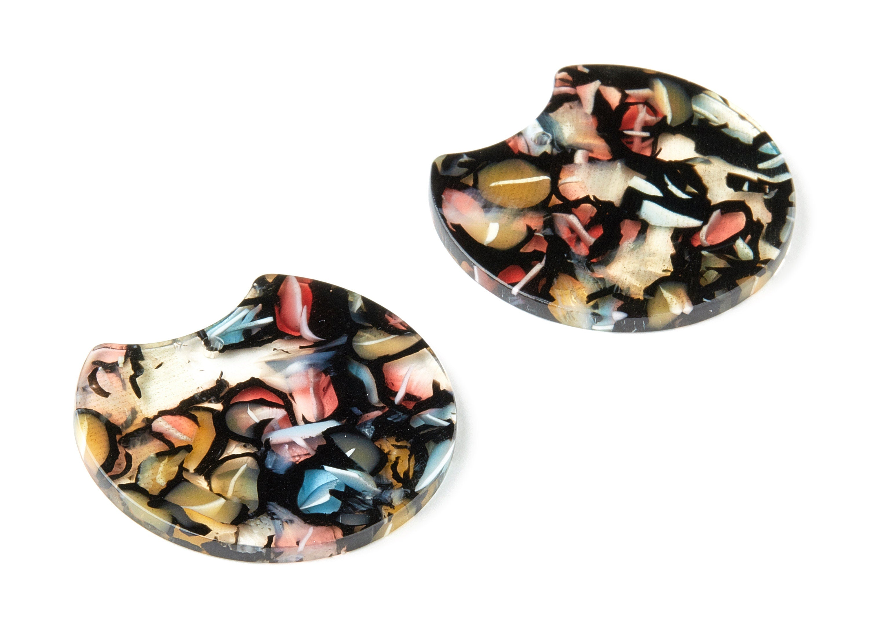 Acetate Round Charms - Round Earrings and Pendant - Earring Findings - Jewelry Supplies - Color Code:A343 - 36.74x33.55x2.53mm - AC1646-A343 - DOMEDBAZAAR