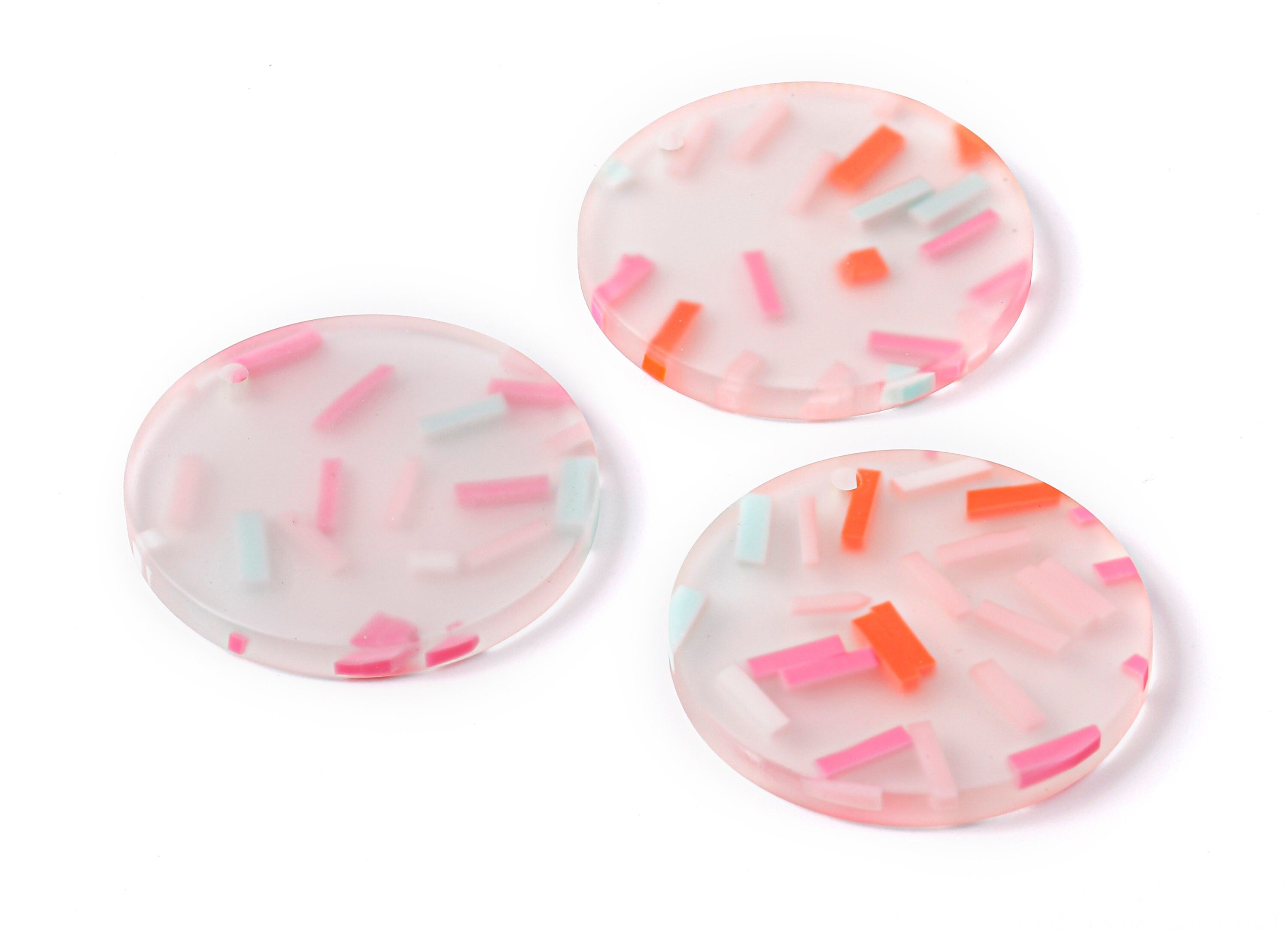 Acrylic Round Charms - Matte Acrylic Coin Earrings and Pendant - Jewelry Supplies - Color Code: A371 - 31.5x31.5x3.38mm - AC1709 - DOMEDBAZAAR